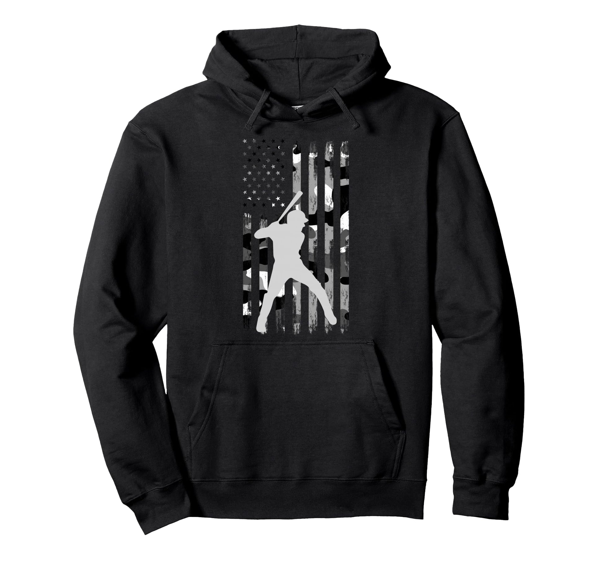 Baseball Player American Flag Usa Camo Hoodie - Minimalist Print Men Women - T-Shirt, Sweatshirt, Hoodie