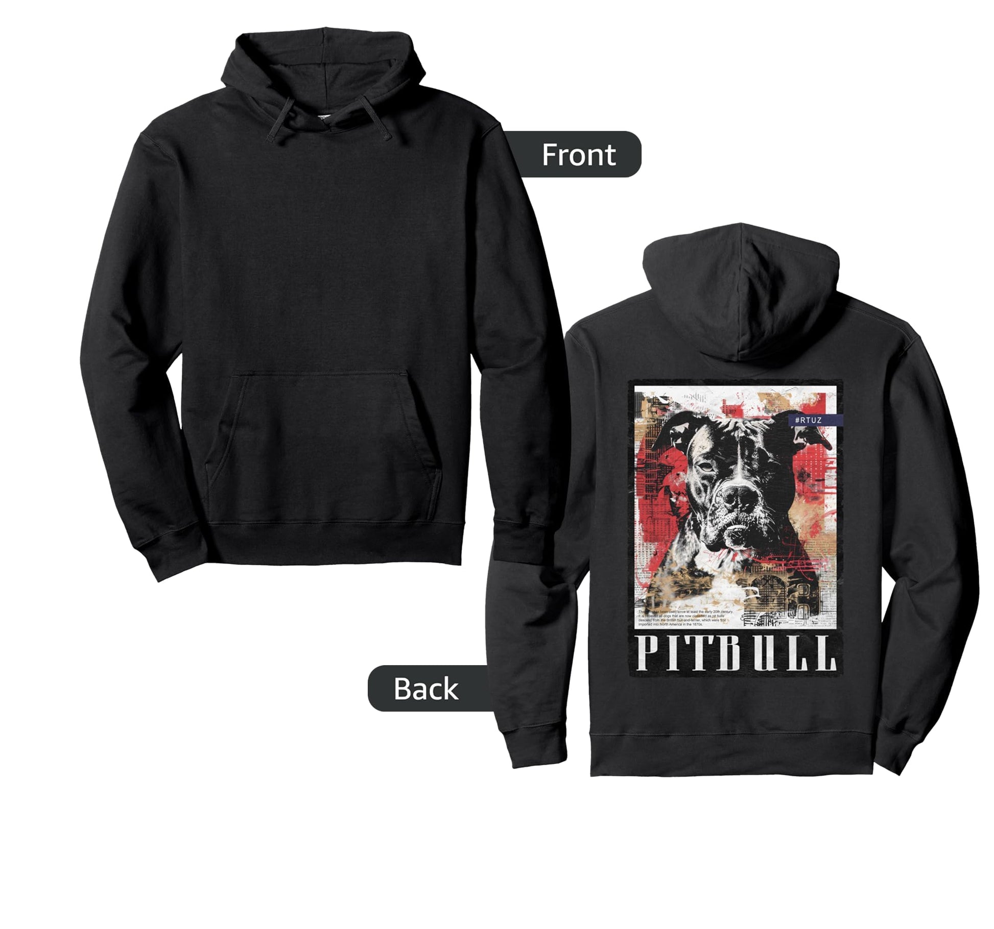 Back Y2K Streetwear Dog Pit Bull Hoodie - Streetwear Style for Adults - T-Shirt, Sweatshirt, Hoodie