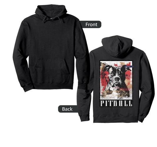 Back Y2K Streetwear Dog Pit Bull Hoodie - Streetwear Style for Adults - T-Shirt, Sweatshirt, Hoodie