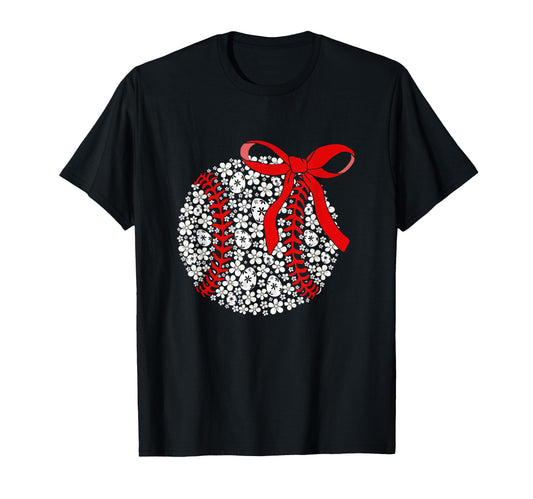 Baseball Ball Easter Eggs Floral Bow T-Shirt - Aesthetic Graphic Men Women - T-Shirt, Sweatshirt, Hoodie