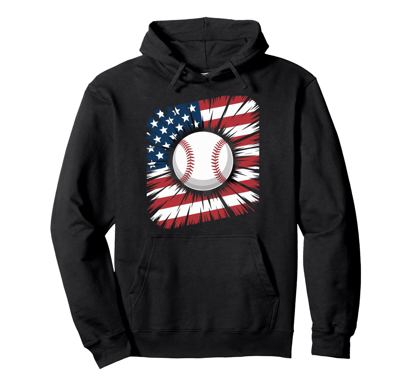 Patriotic Baseball Independence Day Hoodie - Custom Art Print Men Women - T-Shirt, Sweatshirt, Hoodie