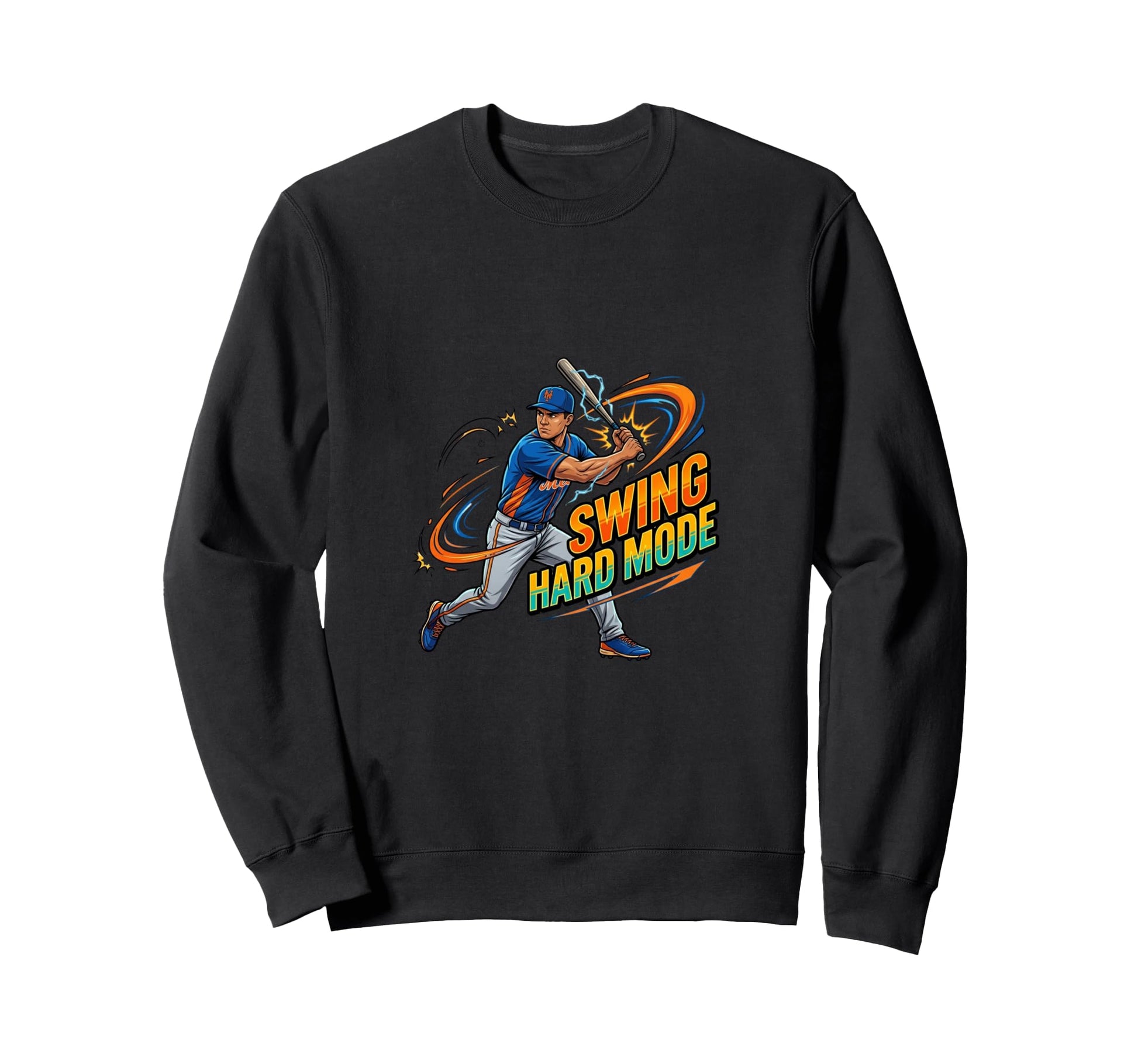 Swing Hard Mode Baseball Power Action Sweatshirt - Unique Graphic Unisex - T-Shirt, Sweatshirt, Hoodie