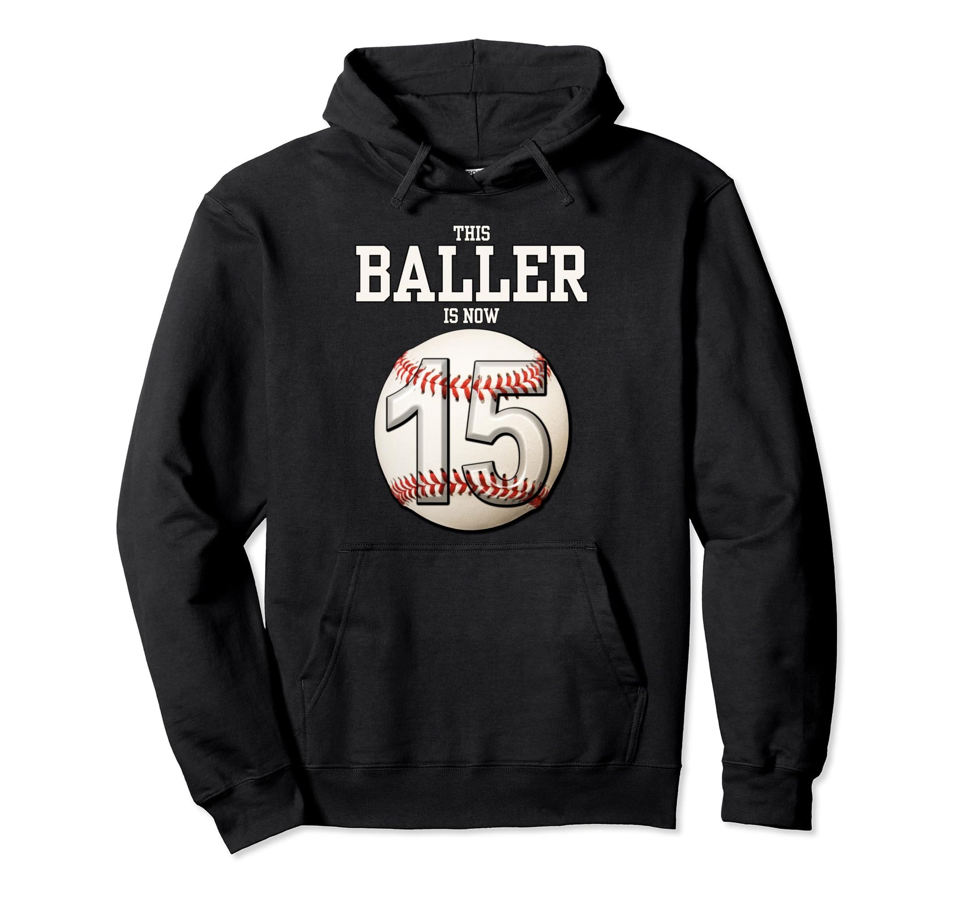 15 Years Old Baseball Themed 15Th Birthday Hoodie - Graphic Print Unisex - T-Shirt, Sweatshirt, Hoodie