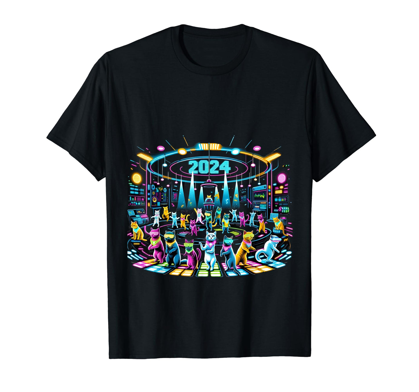 2024 Cat Disco Fever Party Sport T-Shirt - Unique Graphic for Adults - T-Shirt, Sweatshirt, Hoodie
