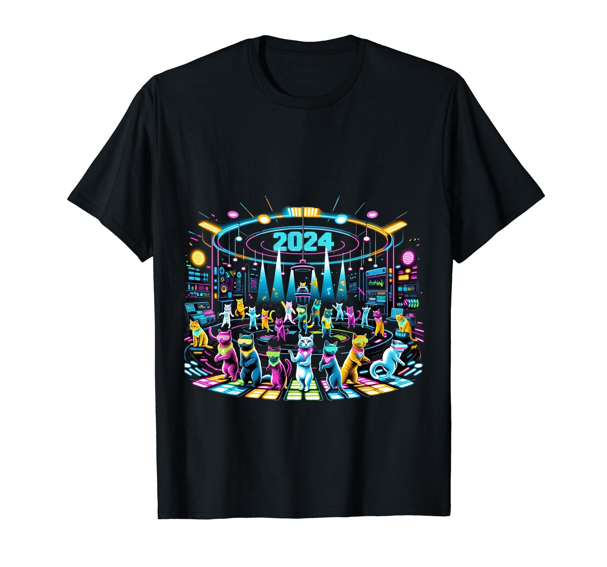 2024 Cat Disco Fever Party Sport T-Shirt - Unique Graphic for Adults - T-Shirt, Sweatshirt, Hoodie