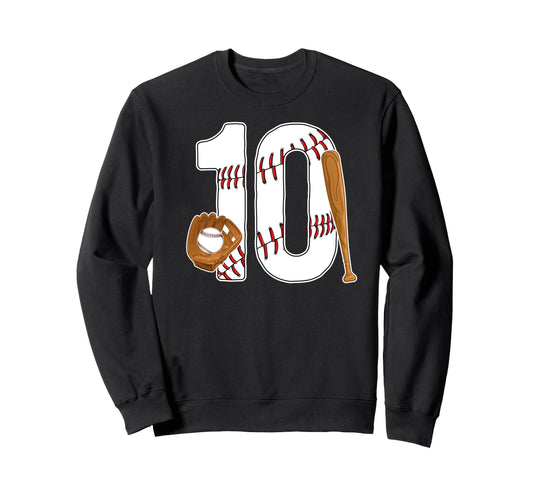 10Th Birthday Baseball Ten Year Sweatshirt - Minimalist Print Men Women - T-Shirt, Sweatshirt, Hoodie