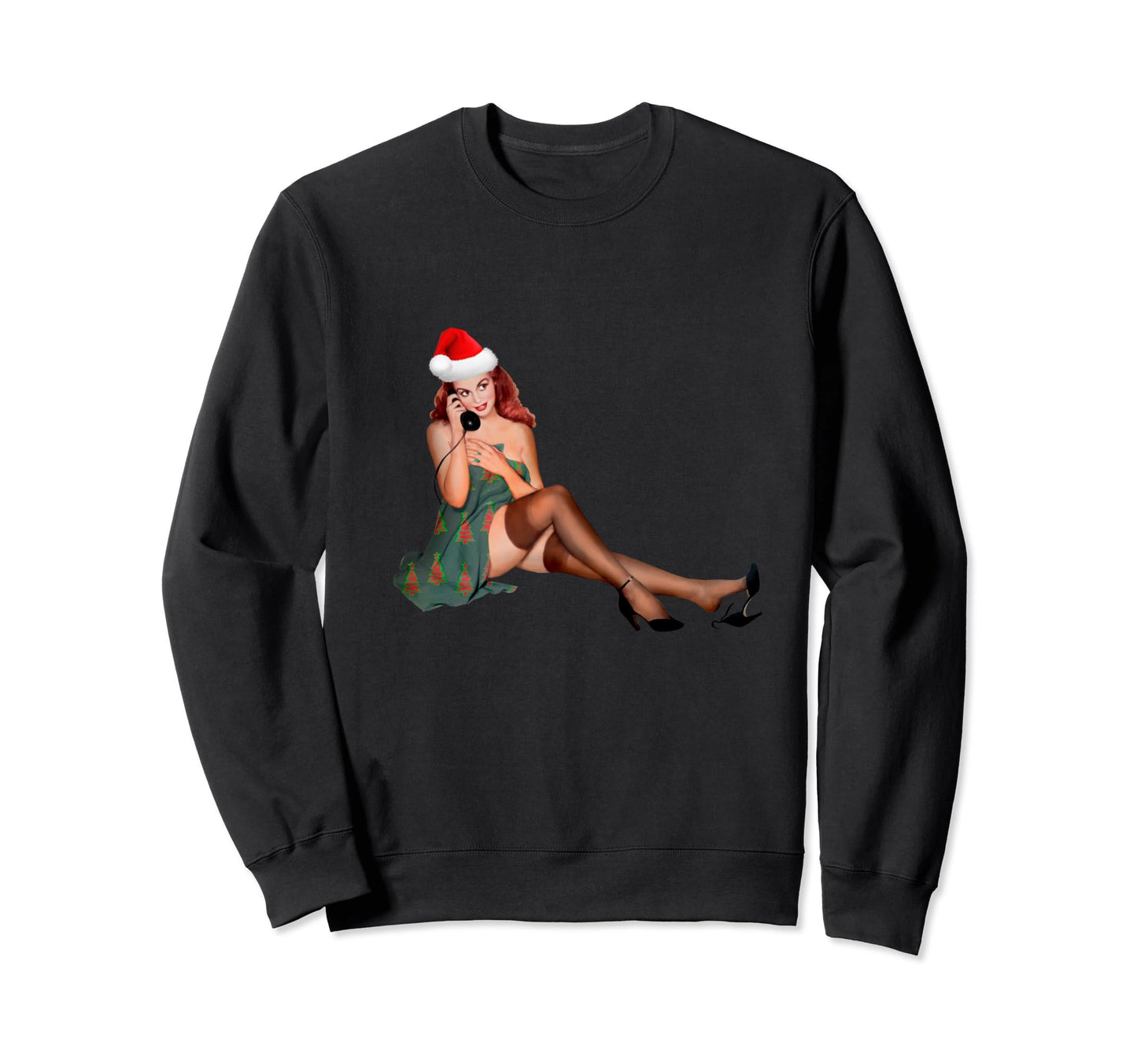 Pin Up Americana Green Red Hair Sweatshirt - Trendy Graphic Unisex - T-Shirt, Sweatshirt, Hoodie