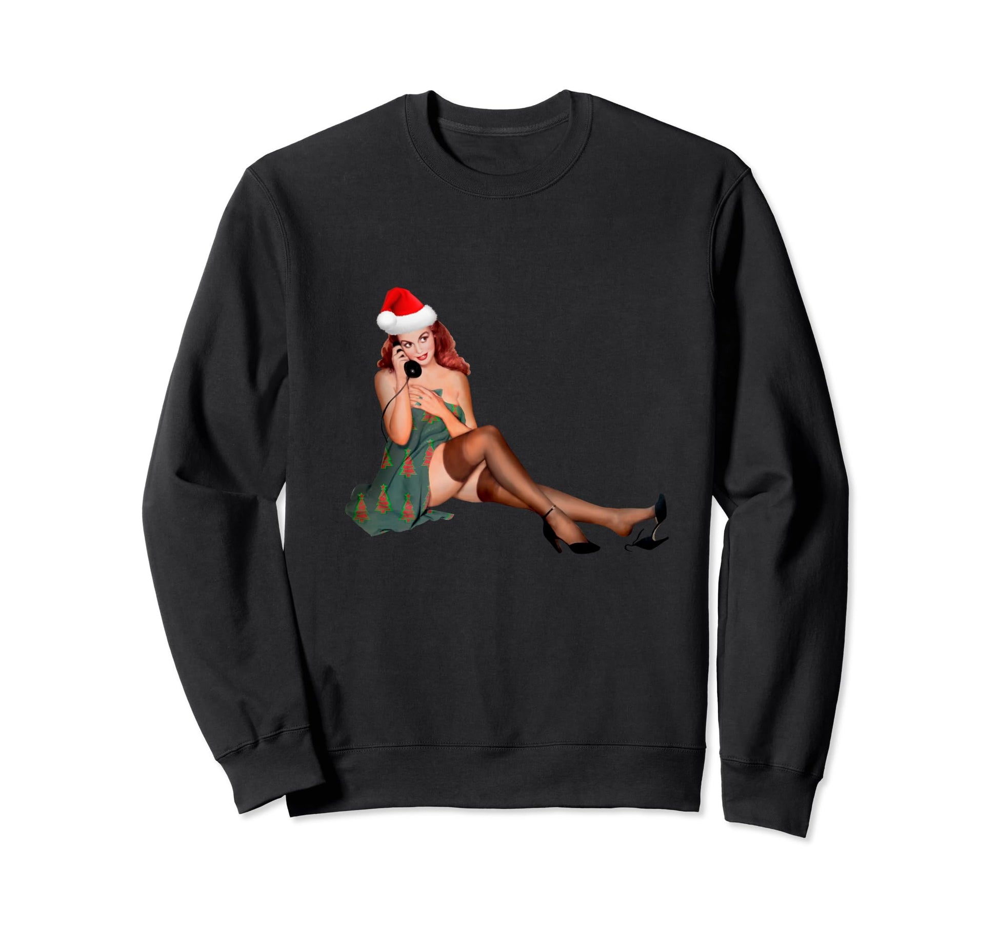 Pin Up Americana Green Red Hair Sweatshirt - Trendy Graphic Unisex - T-Shirt, Sweatshirt, Hoodie
