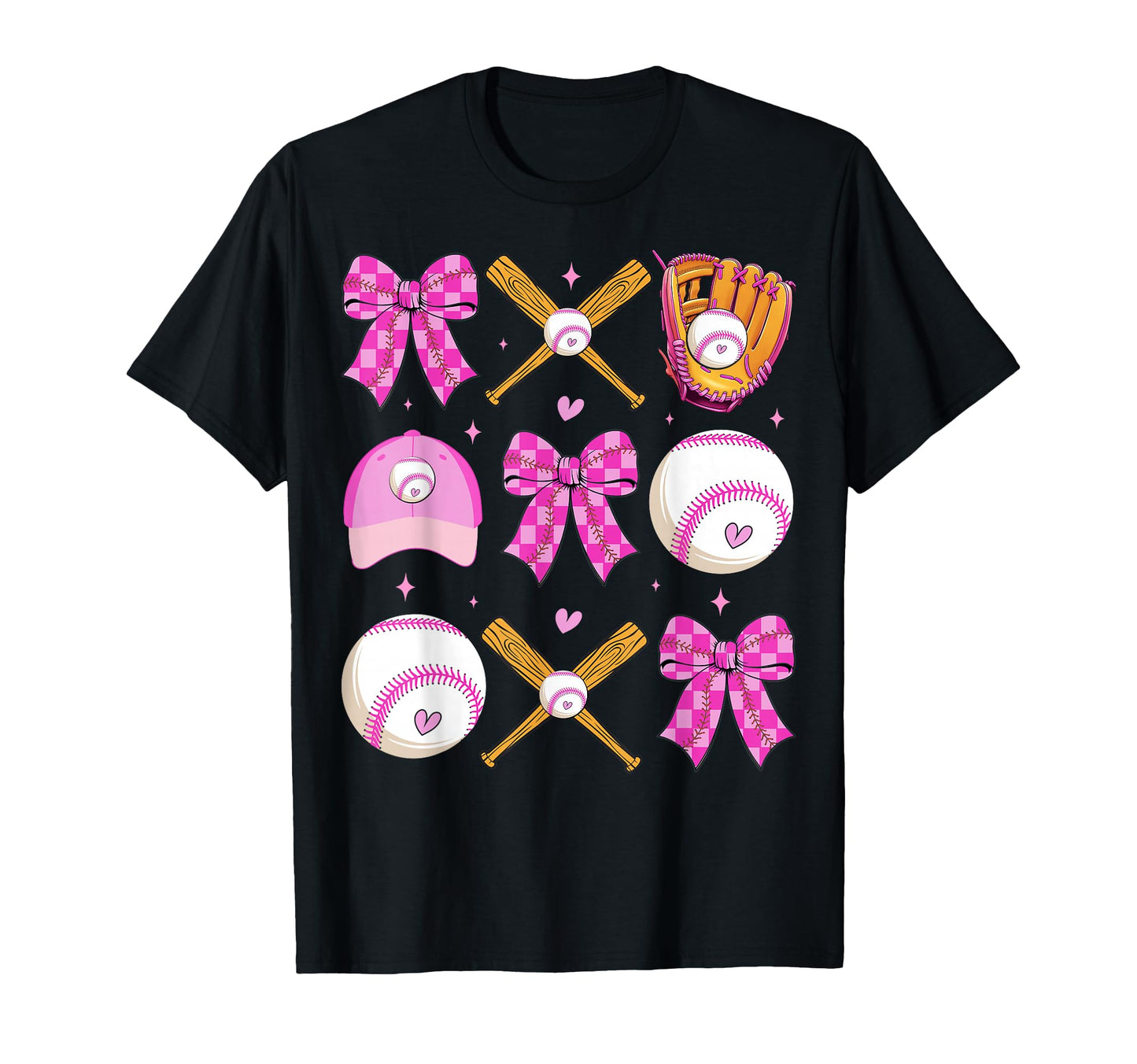 Checkered Mama Bow Baseball Mom T-Shirt - Fun Novelty Design for Adults - T-Shirt, Sweatshirt, Hoodie