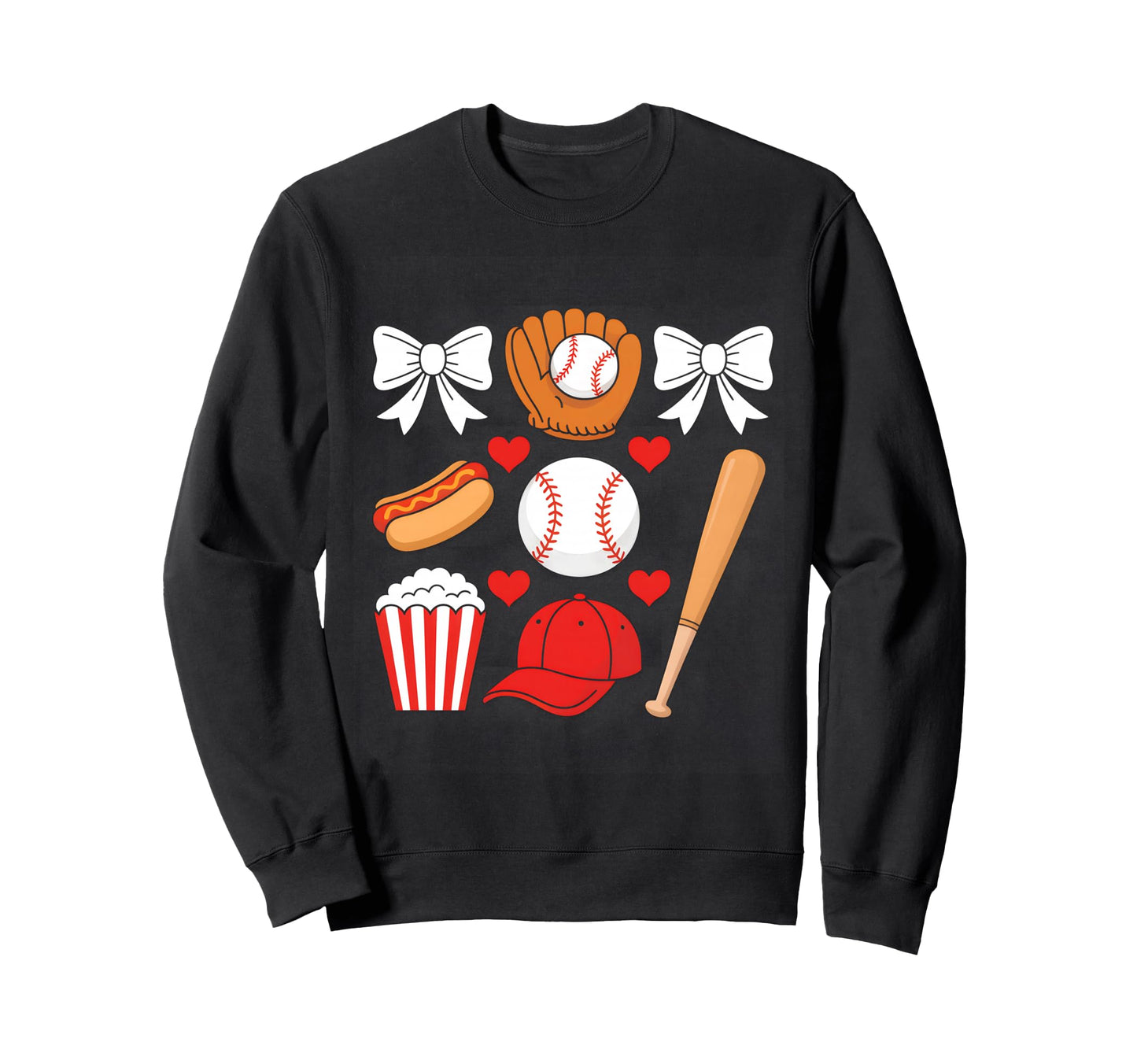 Baseball Love Bat Cap Glove Sweatshirt - Aesthetic Graphic Men Women - T-Shirt, Sweatshirt, Hoodie