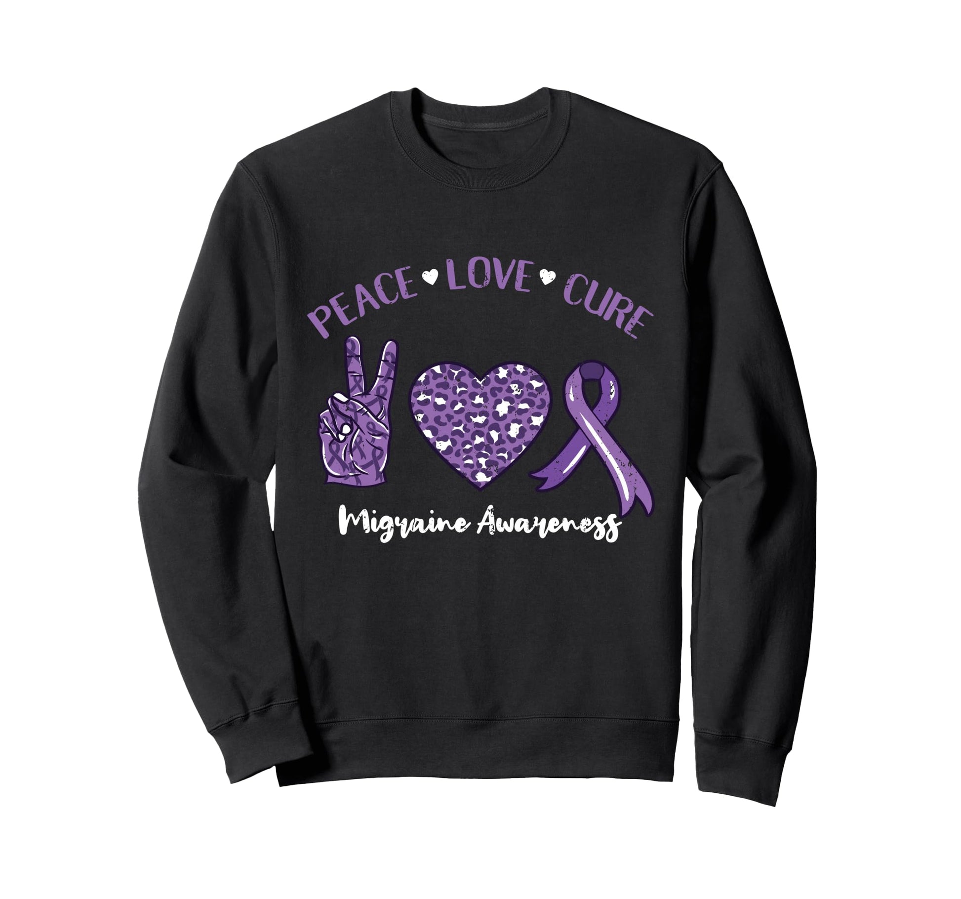 Peace Love Cure Migraine Awareness Sweatshirt - Streetwear Style Men Women - T-Shirt, Sweatshirt, Hoodie