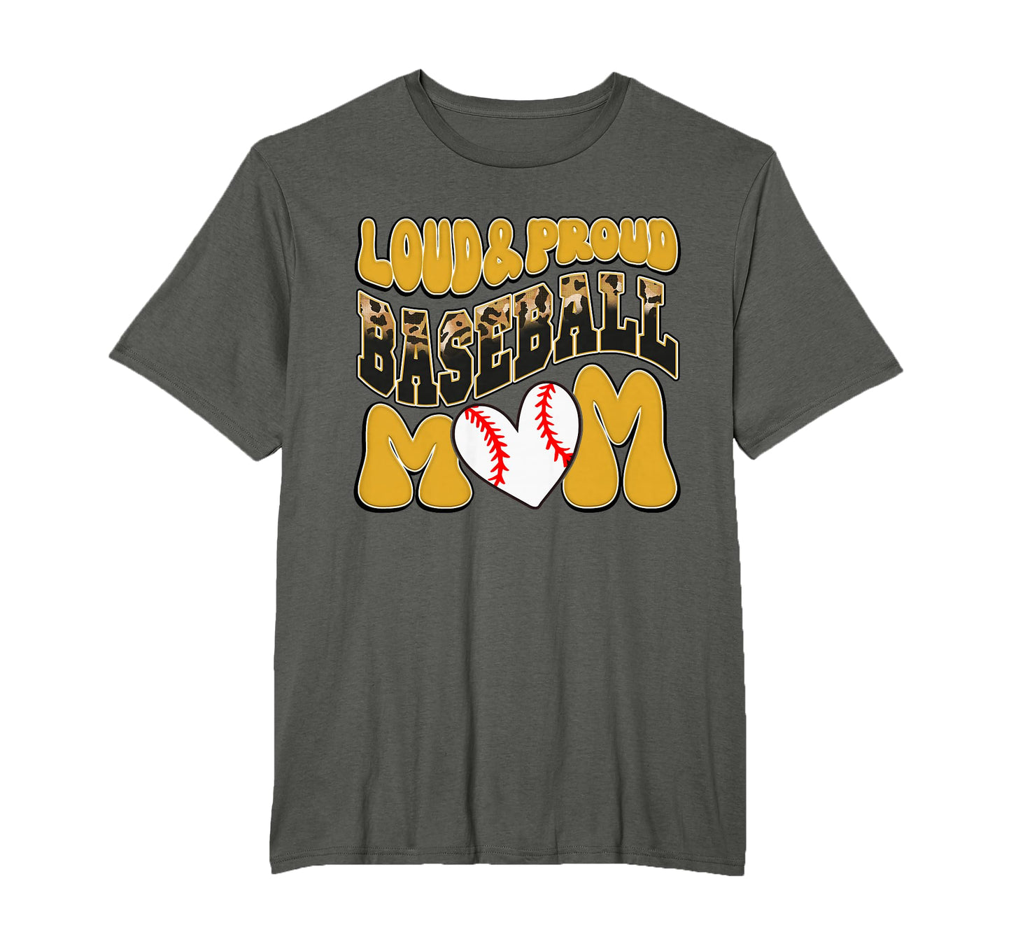Loud Proud Baseball Mom Yellow Leopard T-Shirt - Novelty Apparel Men Women - T-Shirt, Sweatshirt, Hoodie