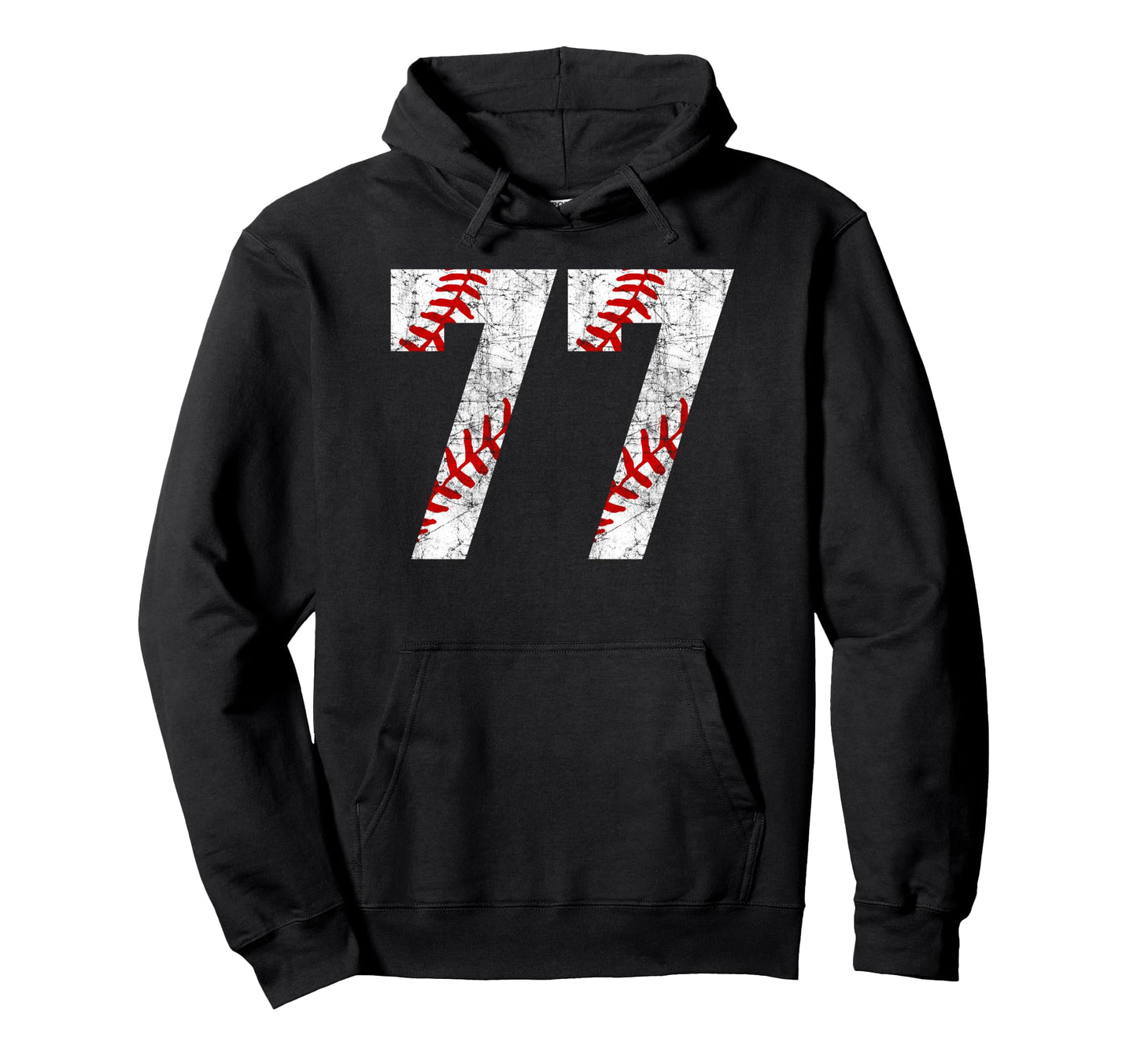 Distressed Baseball Number 77 Jersey Hoodie - Unique Graphic Men Women - T-Shirt, Sweatshirt, Hoodie