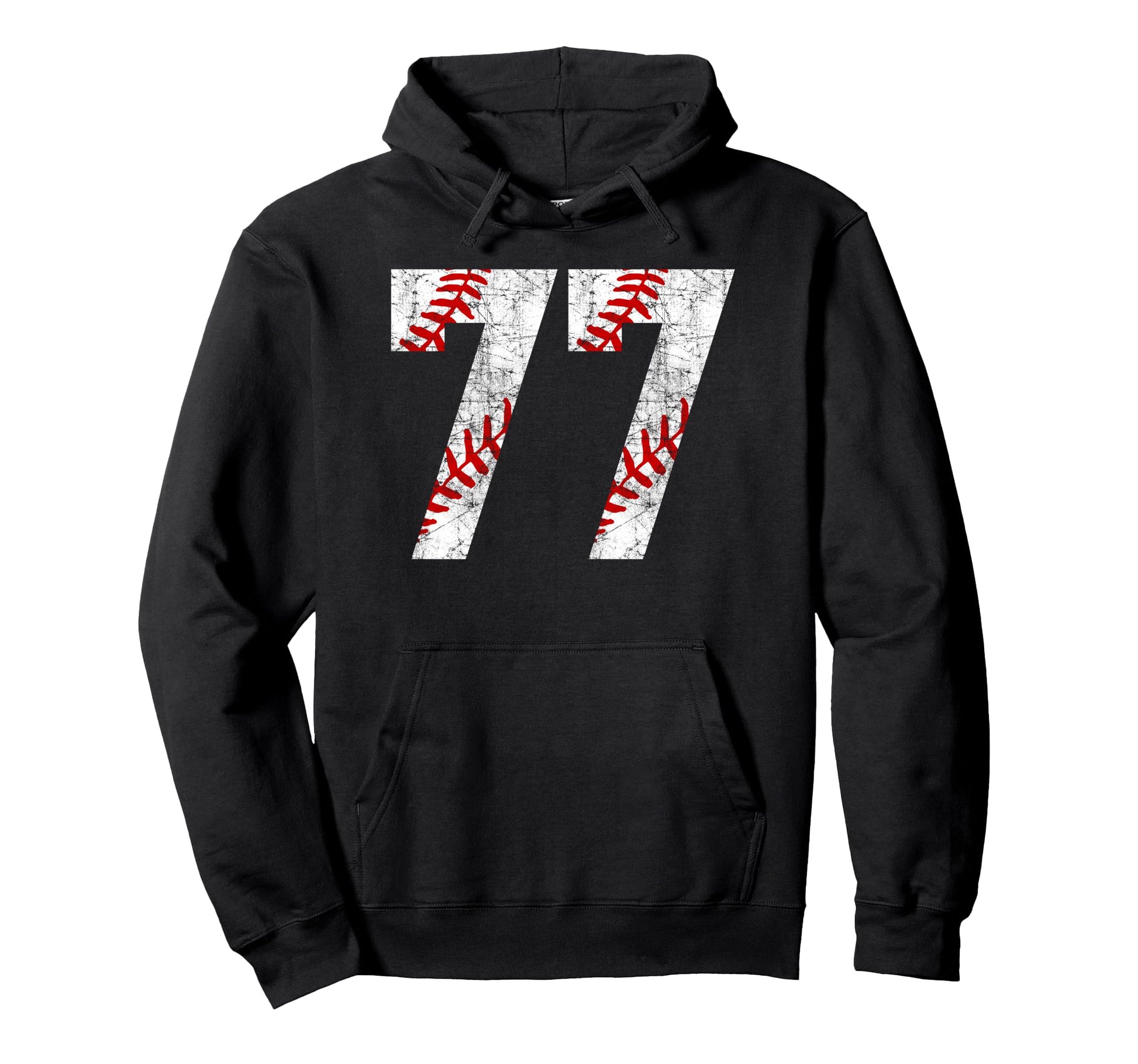 Distressed Baseball Number 77 Jersey Hoodie - Unique Graphic Men Women - T-Shirt, Sweatshirt, Hoodie