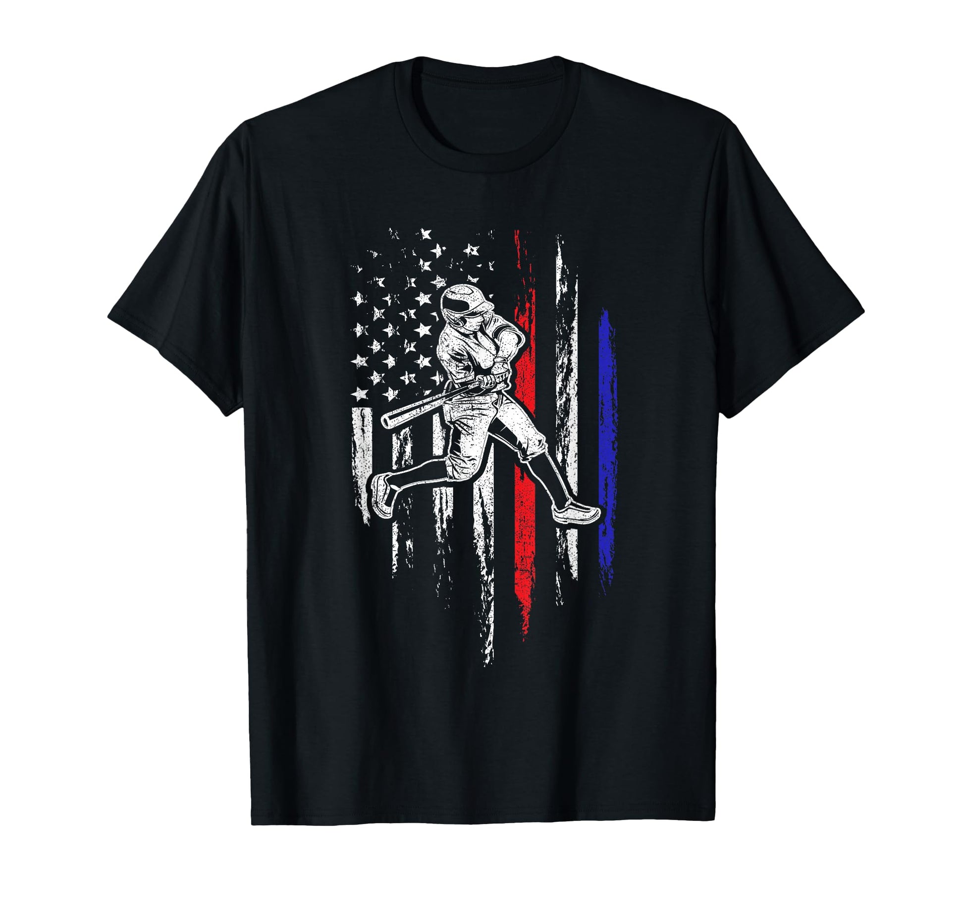 Baseball American Flag Batter T-Shirt - Casual Everyday Wear Men Women - T-Shirt, Sweatshirt, Hoodie