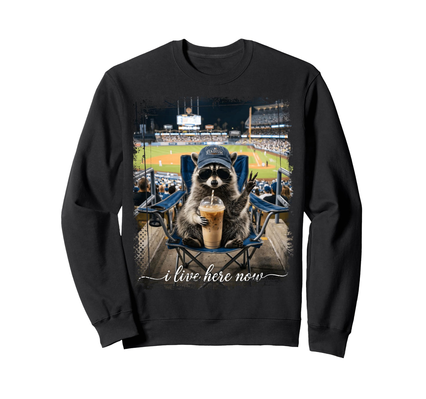 Peace Sign Raccoon Baseball Stadium Sweatshirt - Trendy Graphic Men Women - T-Shirt, Sweatshirt, Hoodie