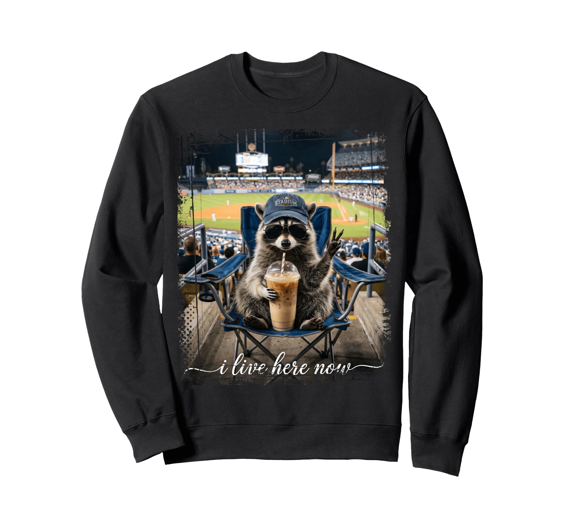 Peace Sign Raccoon Baseball Stadium Sweatshirt - Trendy Graphic Men Women - T-Shirt, Sweatshirt, Hoodie
