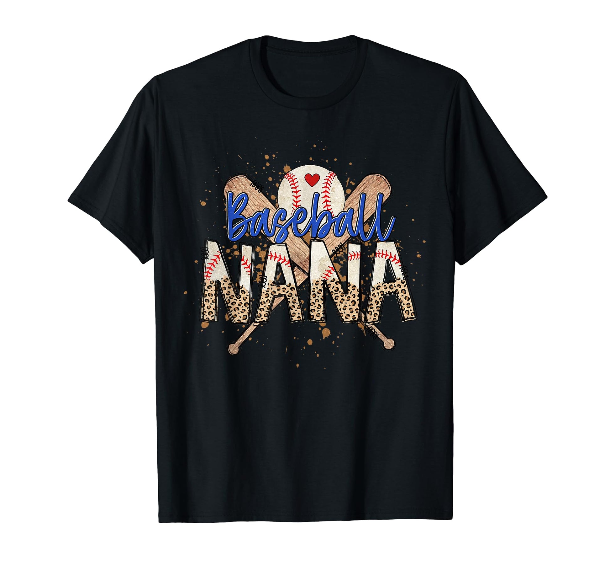 Baseball Nana Leopard Funny Mothers T-Shirt - Casual Everyday Wear Unisex - T-Shirt, Sweatshirt, Hoodie