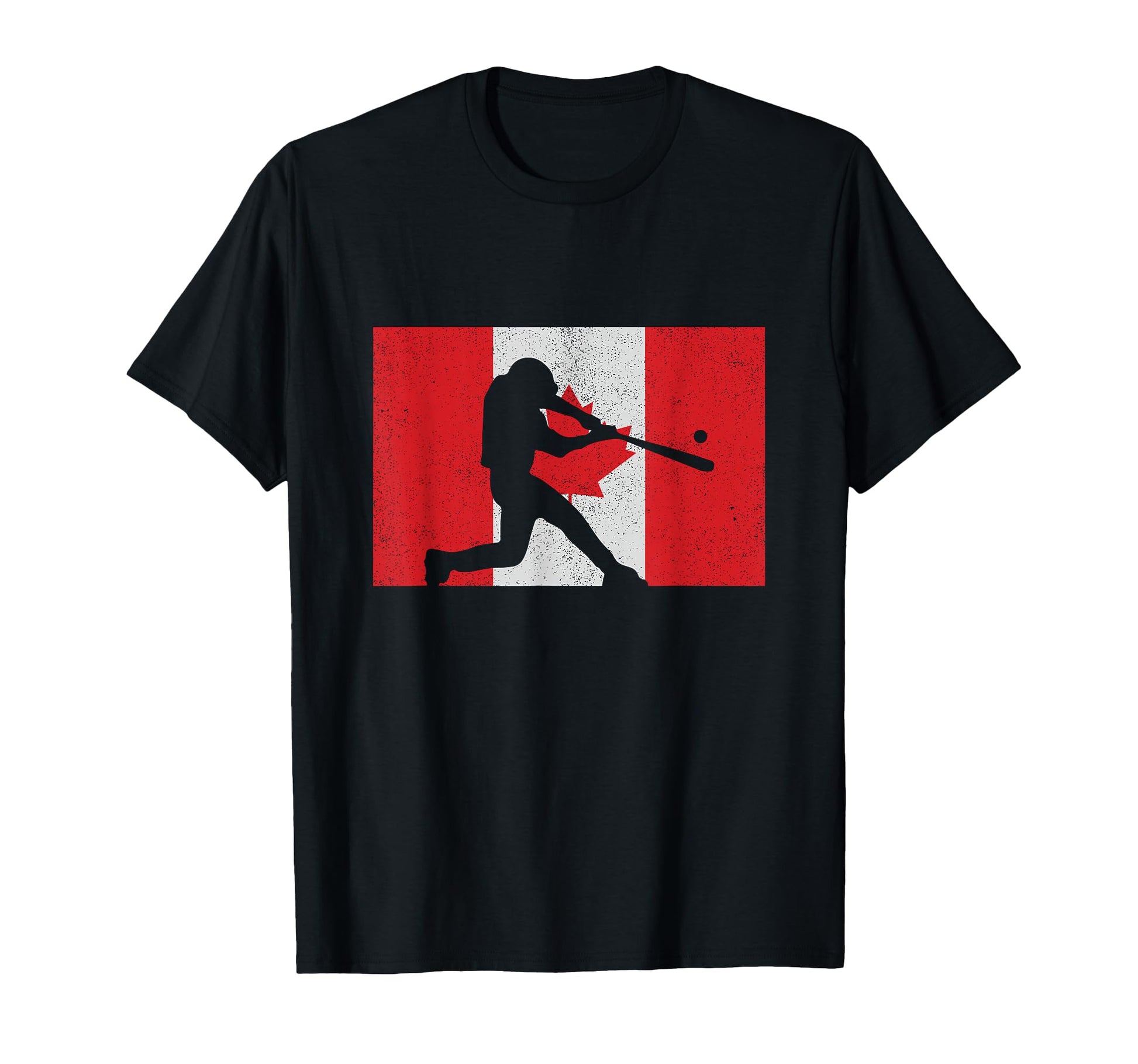 Baseball Canadian Distressed Flag T-Shirt - Minimalist Print for Adults - T-Shirt, Sweatshirt, Hoodie
