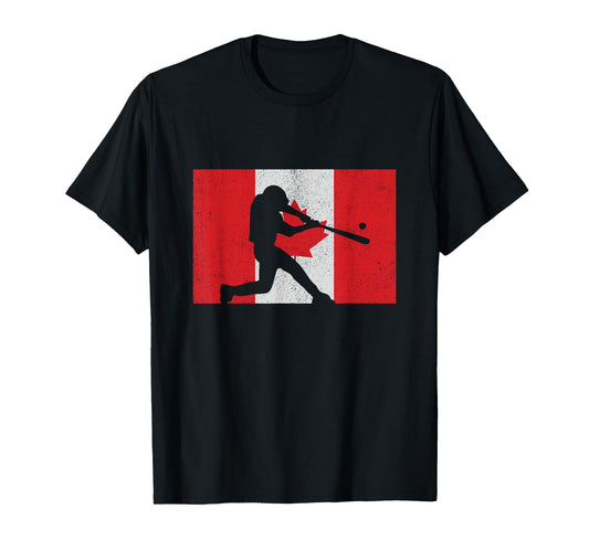 Baseball Canadian Distressed Flag T-Shirt - Minimalist Print for Adults - T-Shirt, Sweatshirt, Hoodie