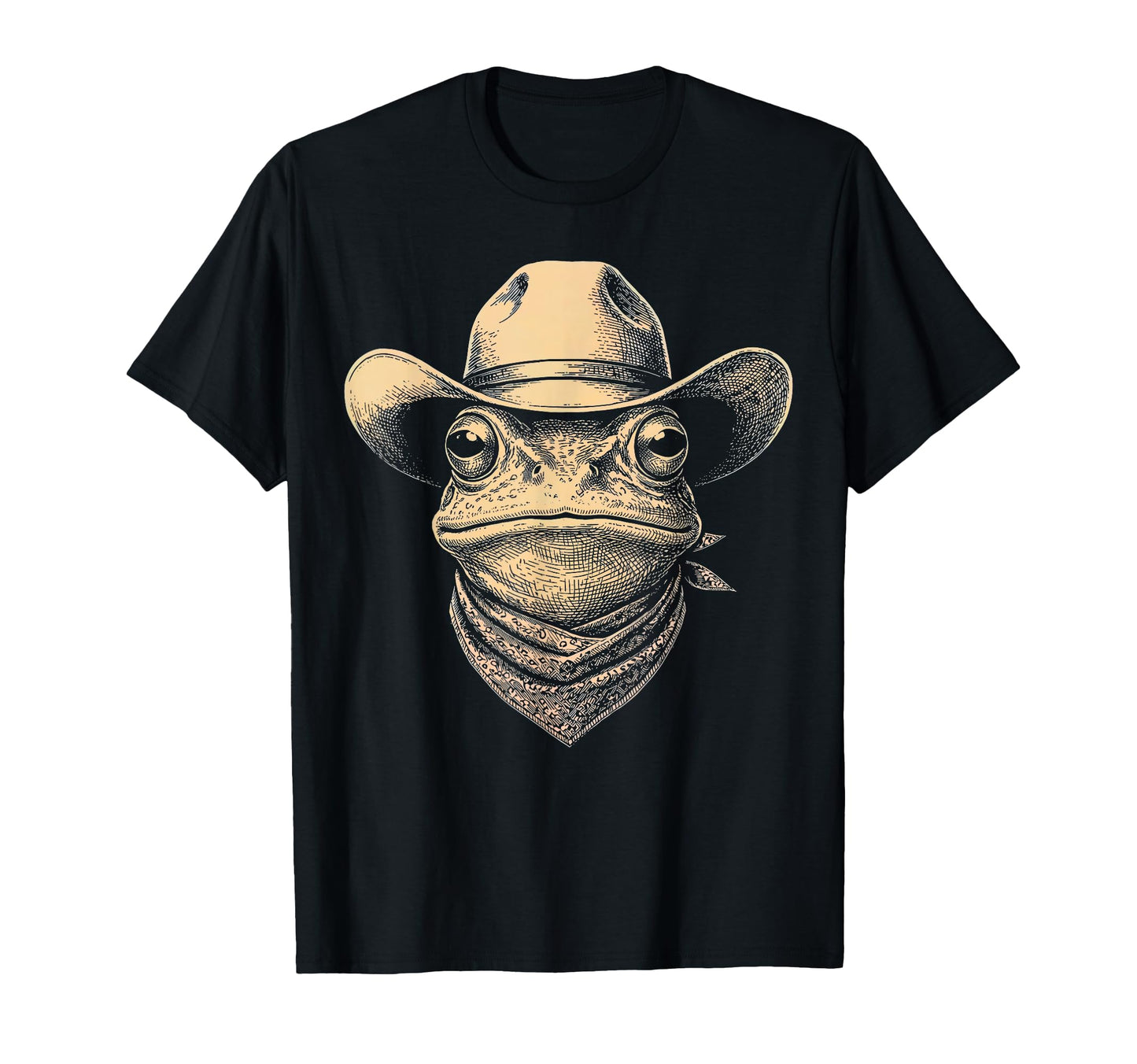 Frog Wearing Cowboy Hat Bandana Western T-Shirt - Graphic Print Unisex - T-Shirt, Sweatshirt, Hoodie