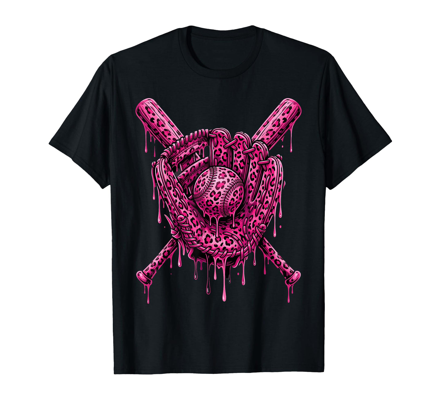 Drip Baseball Leopard Pattern Dripping T-Shirt - Novelty Apparel Men Women - T-Shirt, Sweatshirt, Hoodie