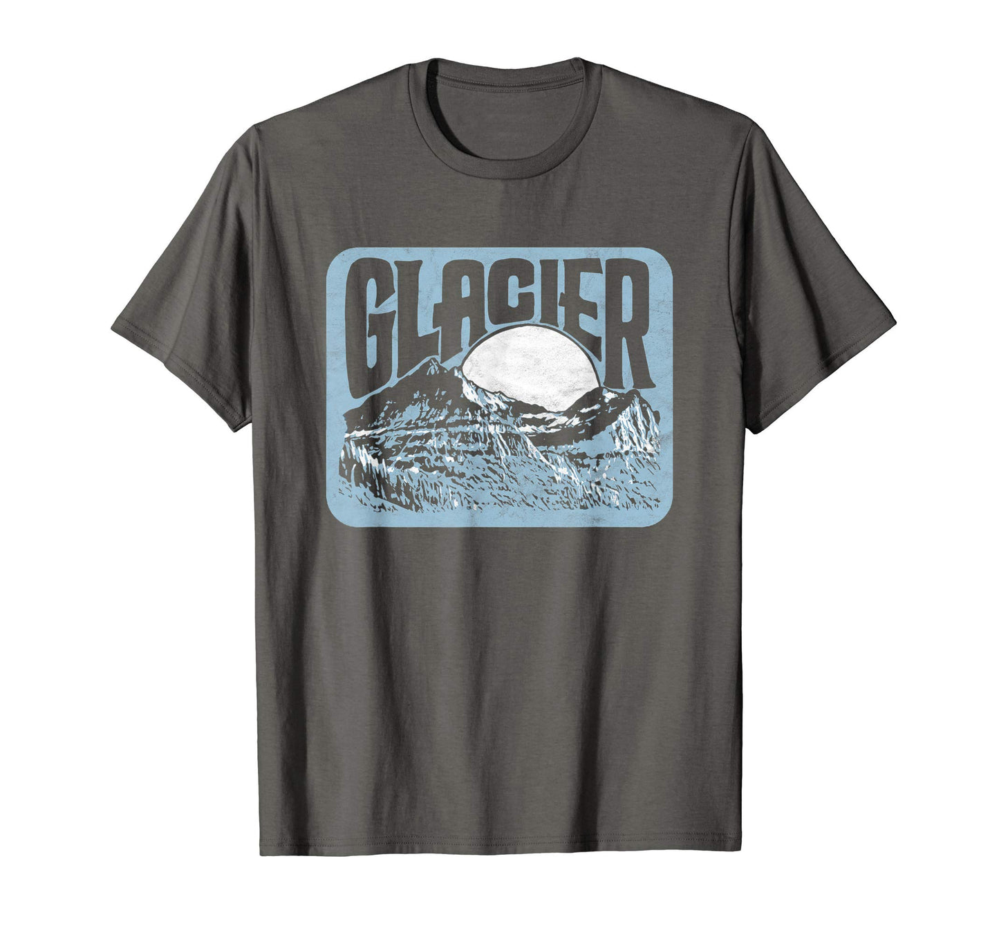 Glacier National Park Distressed 80S T-Shirt - Minimalist Print for Adults - T-Shirt, Sweatshirt, Hoodie