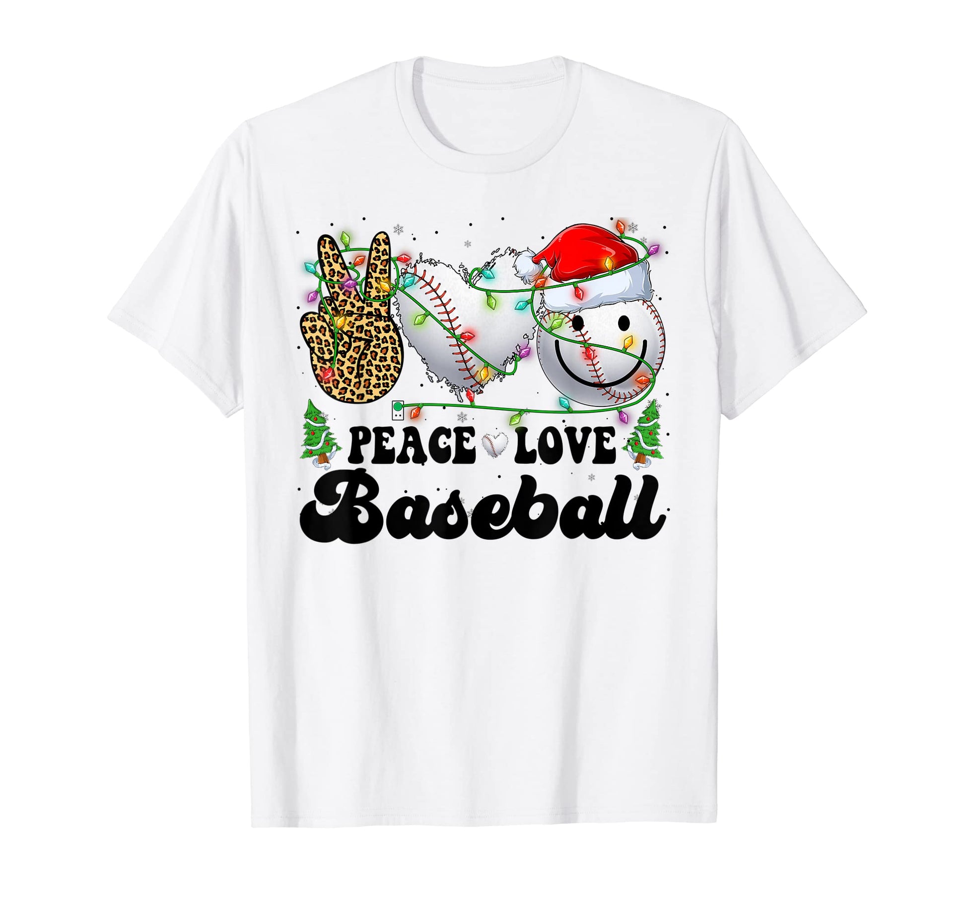 Groovy Peace Love Baseball Lights T-Shirt - Trendy Graphic Unisex - T-Shirt, Sweatshirt, Hoodie