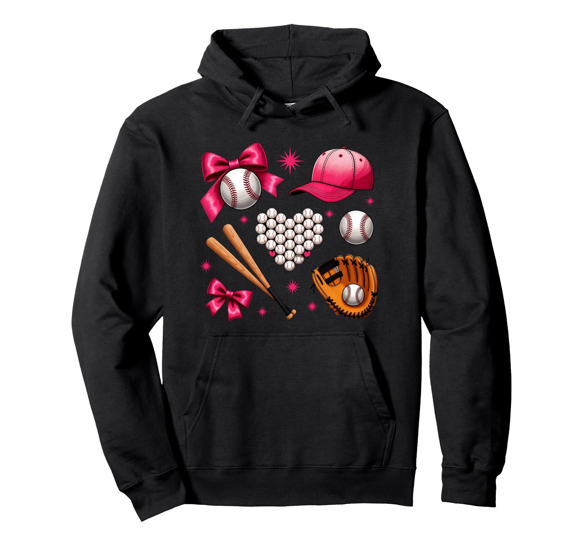 Baseball Bow Baseball Mom Mama Mother Hoodie - Unique Graphic Men Women - T-Shirt, Sweatshirt, Hoodie