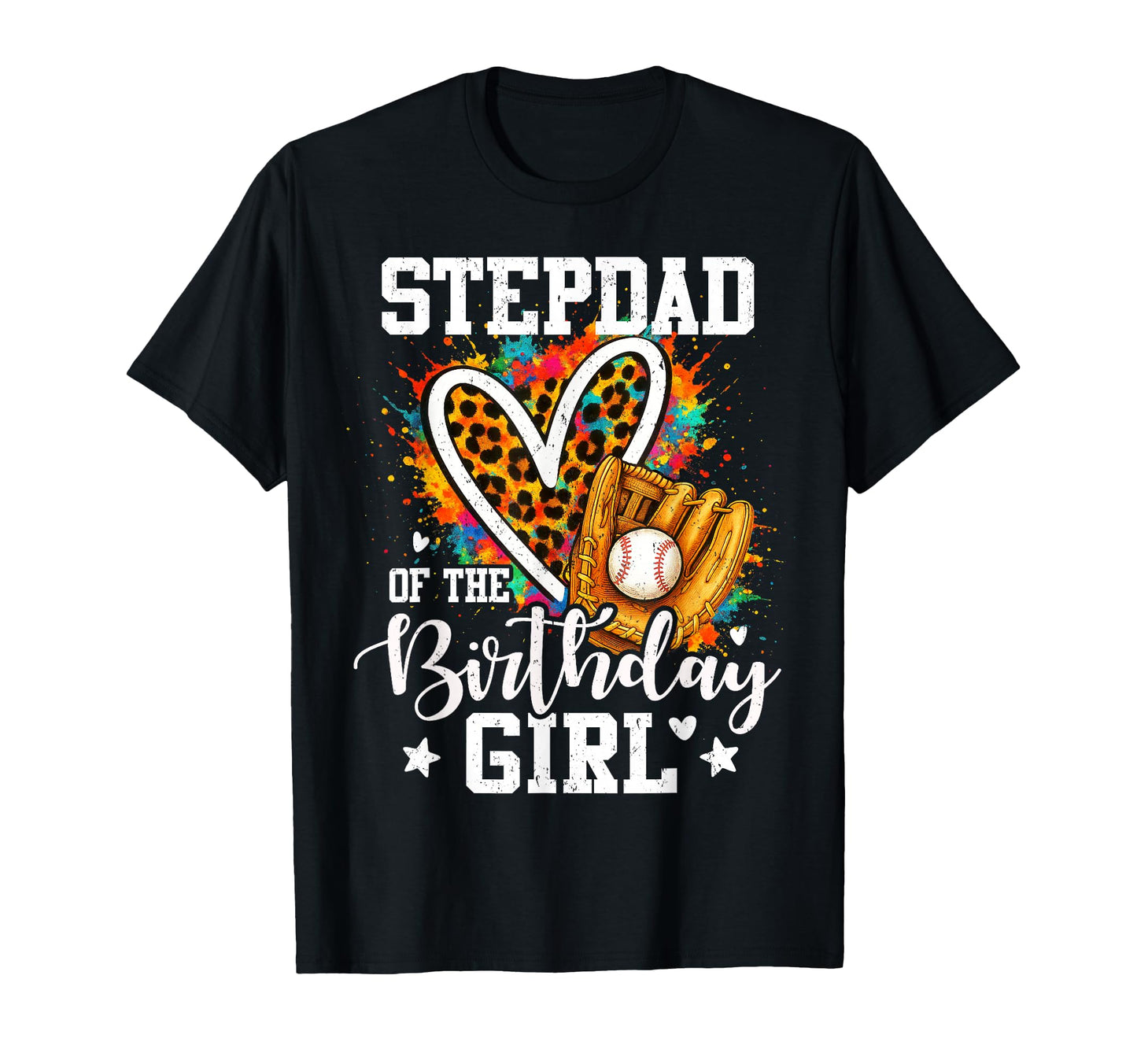 Stepdad Birthday Baseball Player Leopard T-Shirt - Graphic Print for Adults - T-Shirt, Sweatshirt, Hoodie
