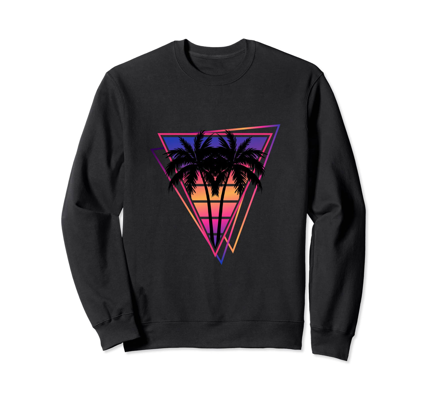 Synthwave Vaporwave Triangle Palm Sweatshirt - Minimalist Print Unisex - T-Shirt, Sweatshirt, Hoodie