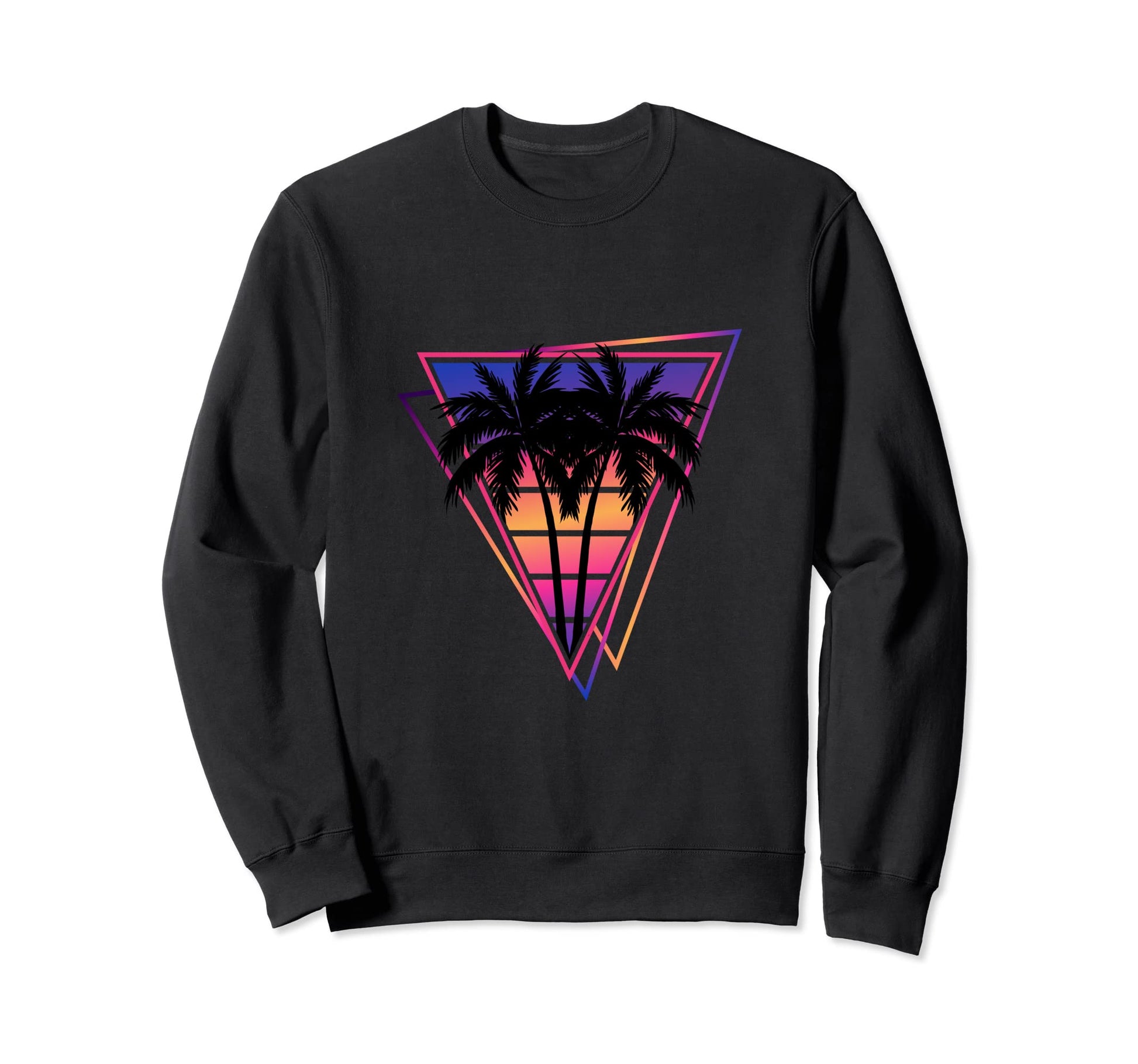 Synthwave Vaporwave Triangle Palm Sweatshirt - Minimalist Print Unisex - T-Shirt, Sweatshirt, Hoodie