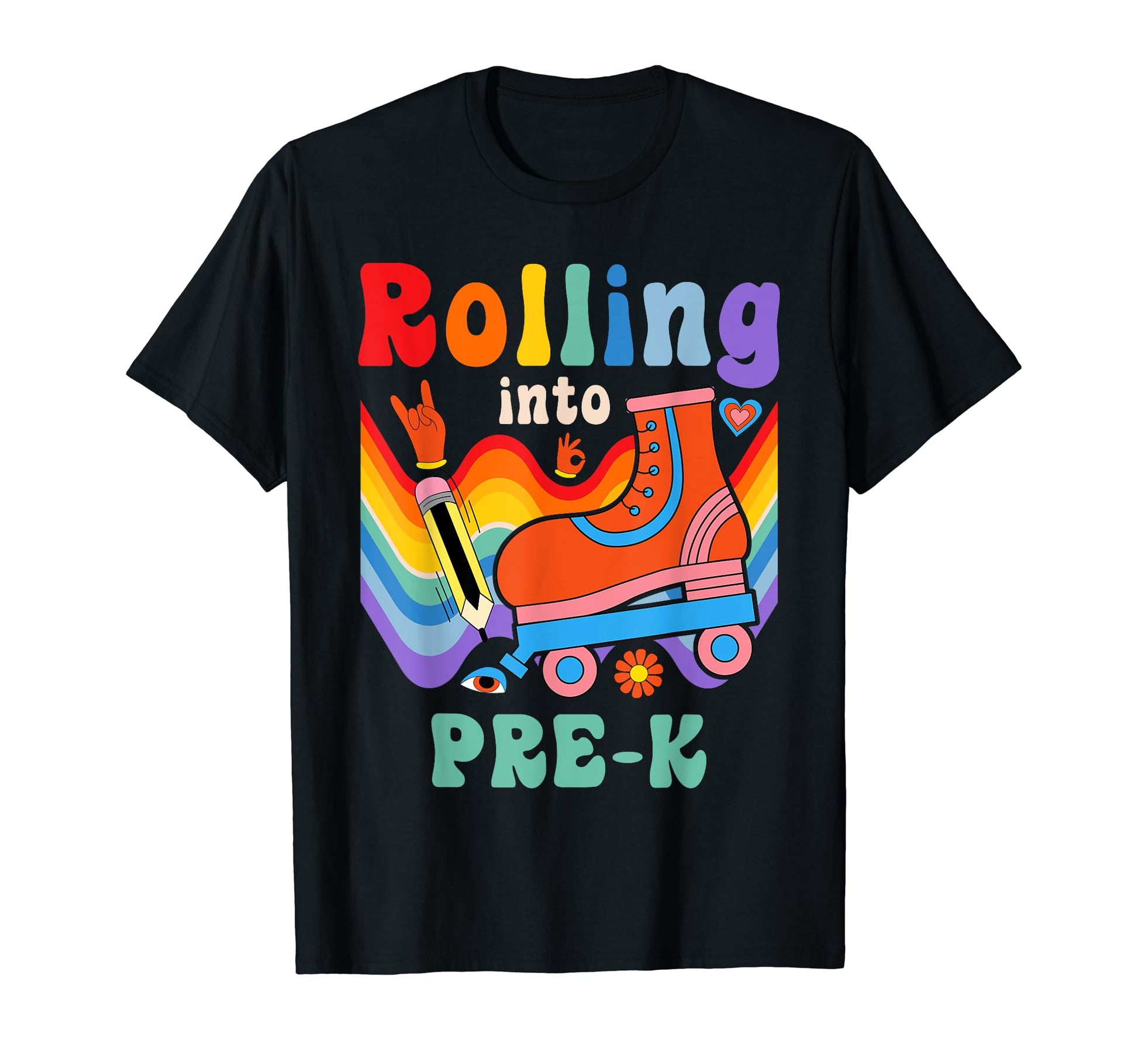 Roller Skate Groovy Rolling Into T-Shirt - Aesthetic Graphic for Adults - T-Shirt, Sweatshirt, Hoodie