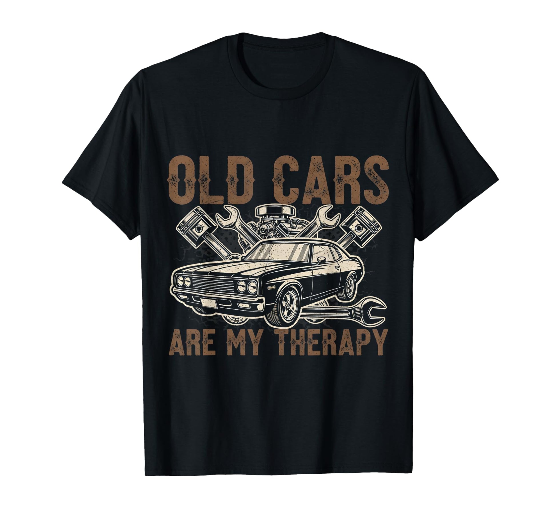 Old Cars Are My Therapy Muscle Car T-Shirt - Novelty Apparel Unisex - T-Shirt, Sweatshirt, Hoodie