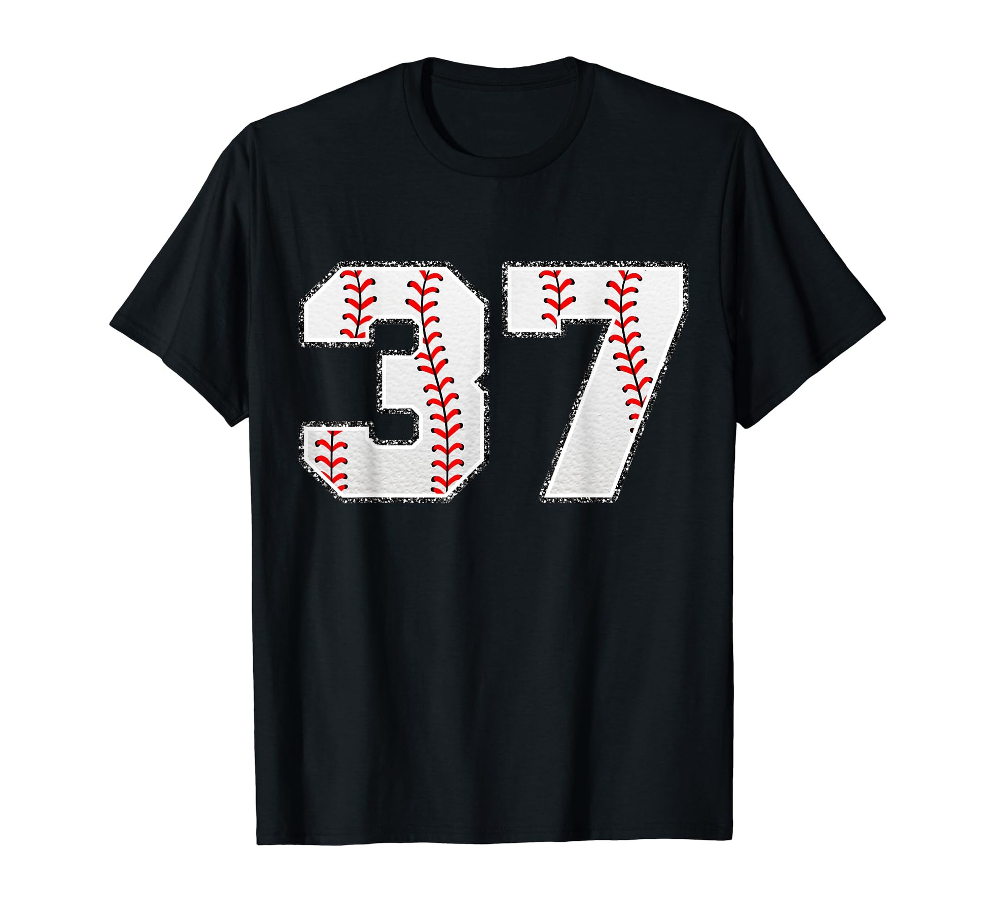 Number 37 Baseball Distressed Number T-Shirt - Custom Art Print for Adults - T-Shirt, Sweatshirt, Hoodie