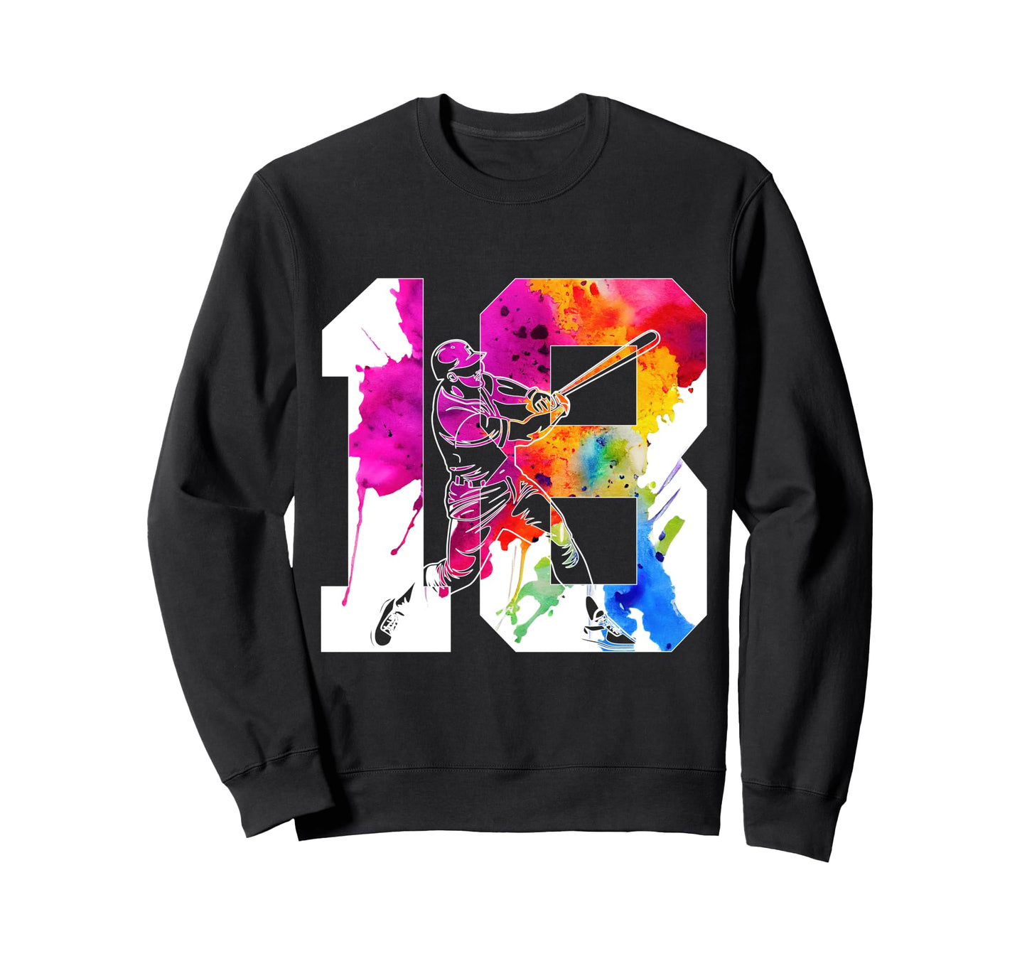 Number 18 Years Baseball 18Th Sweatshirt - Aesthetic Graphic for Adults - T-Shirt, Sweatshirt, Hoodie