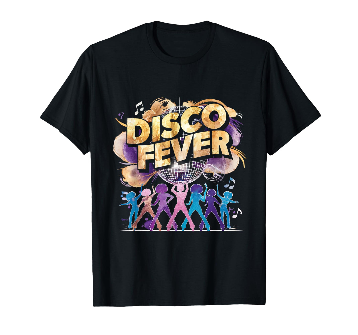 1970S Disco Fever Music Watercolor Art T-Shirt - Graphic Print for Adults - T-Shirt, Sweatshirt, Hoodie