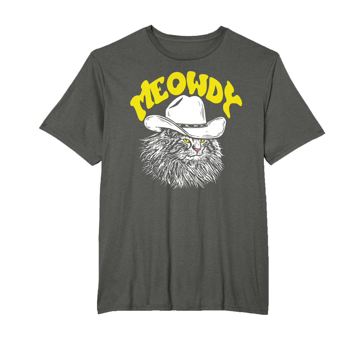 Meowdy Funny Country Music Cat Cowboy Hat T-Shirt - Graphic Print Men Women - T-Shirt, Sweatshirt, Hoodie