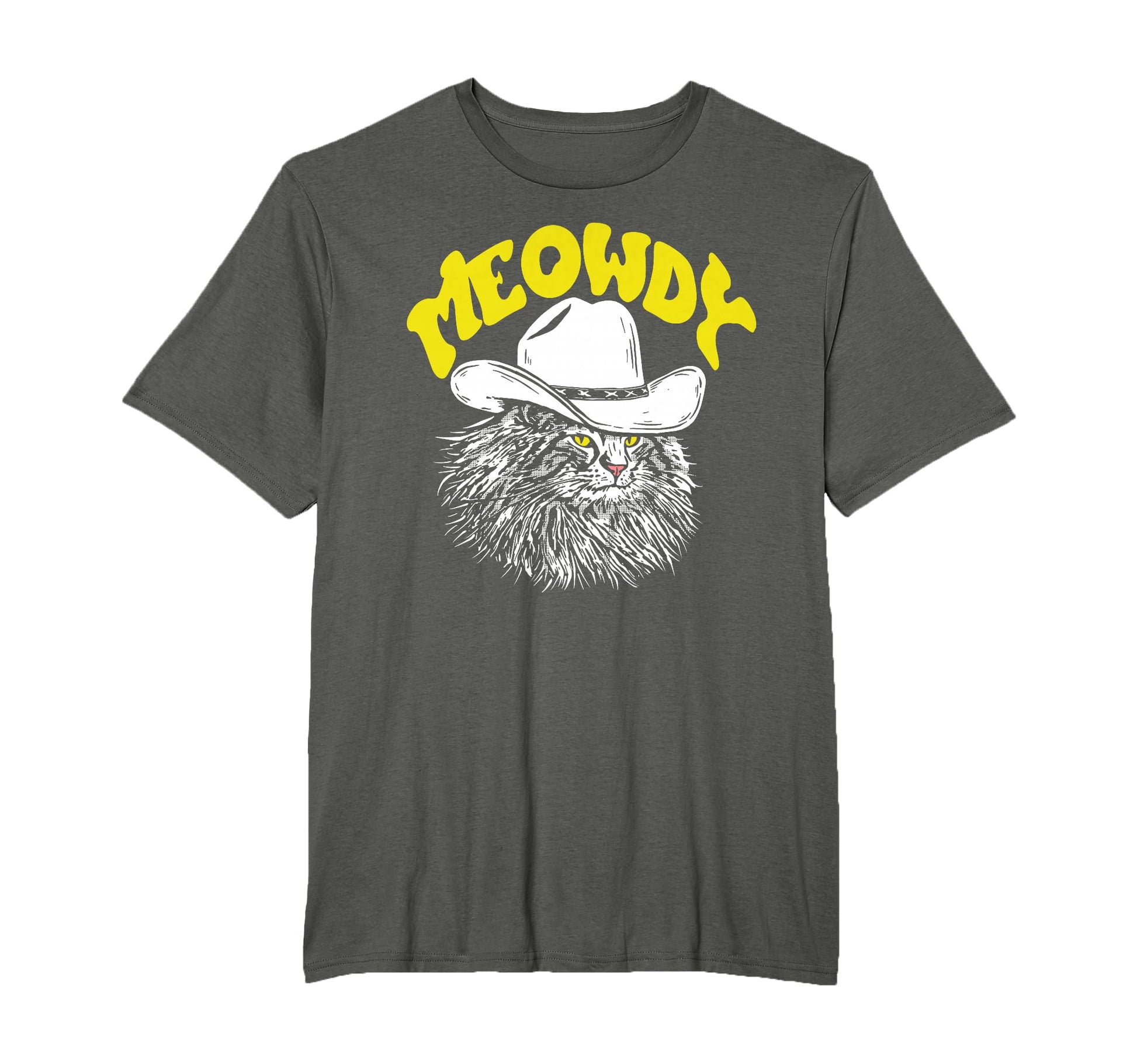 Meowdy Funny Country Music Cat Cowboy Hat T-Shirt - Graphic Print Men Women - T-Shirt, Sweatshirt, Hoodie