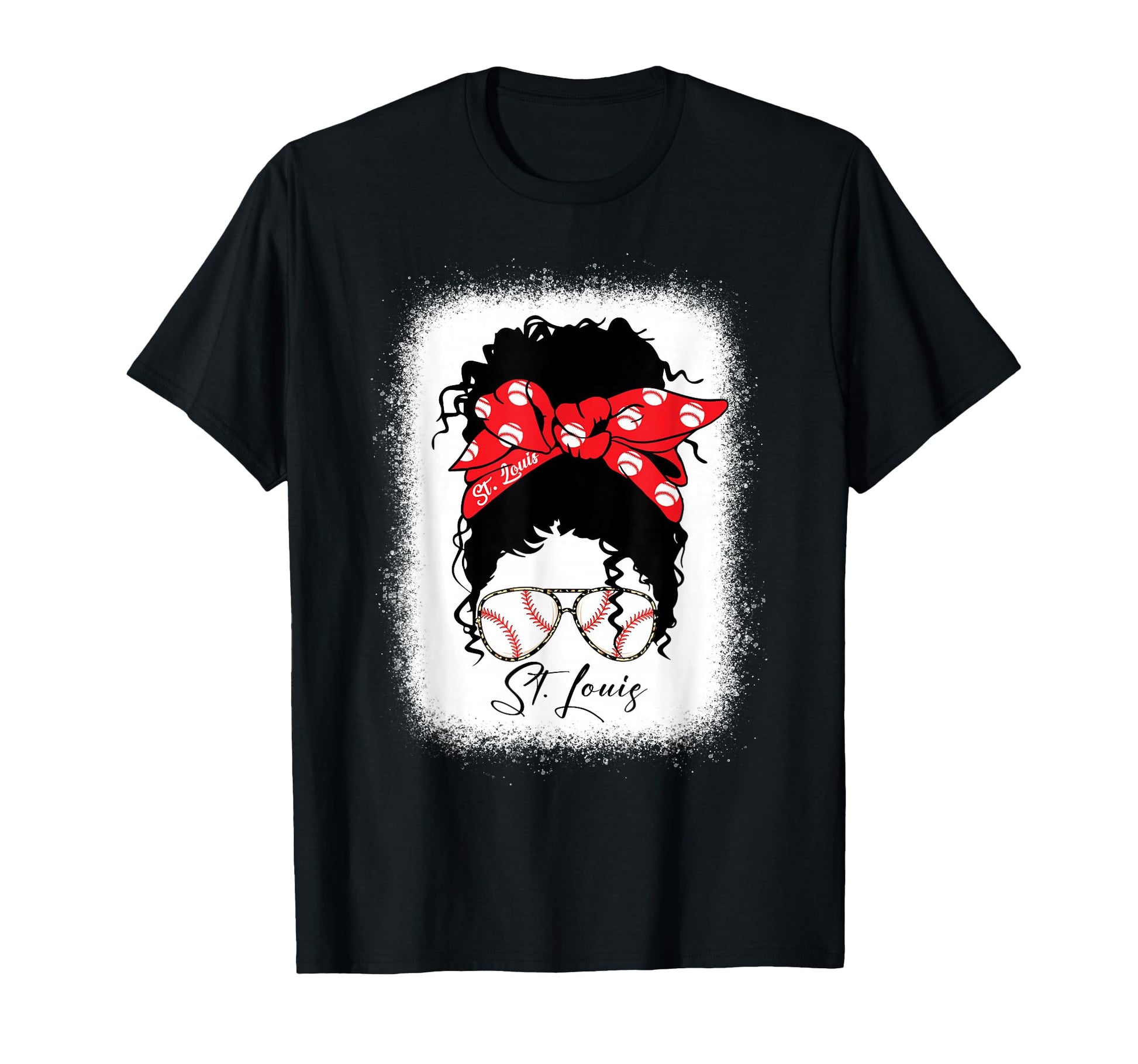 St Louis Messy Bun Bleached Baseball T-Shirt - Aesthetic Graphic Men Women - T-Shirt, Sweatshirt, Hoodie
