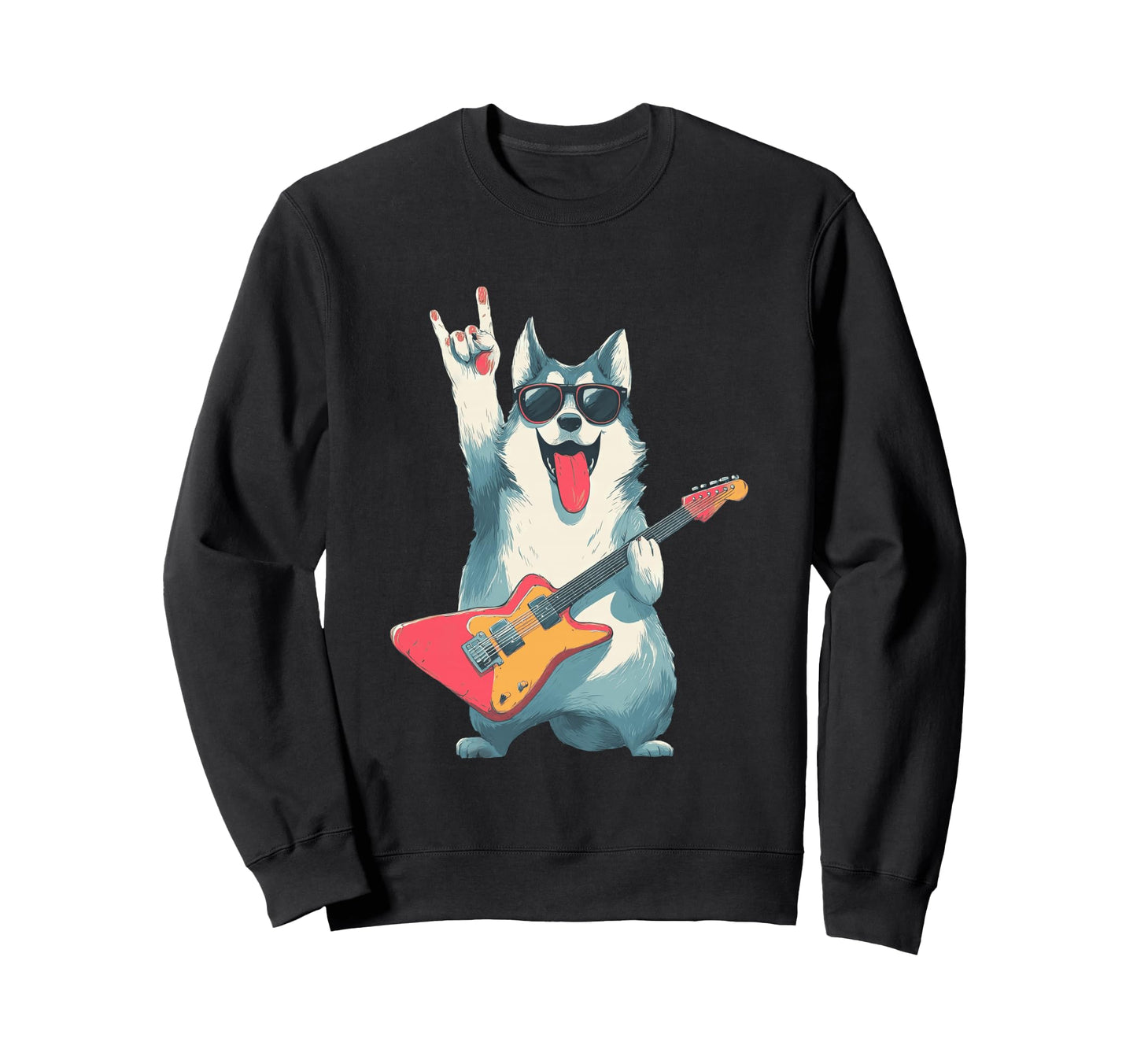 Rock Dog Guitar Player Funny Pet Sweatshirt - Unique Graphic Men Women - T-Shirt, Sweatshirt, Hoodie