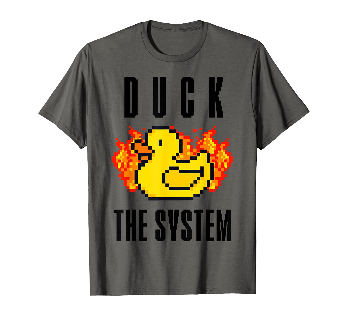 Duck System Pixel Duck Fire Gaming T-Shirt - Aesthetic Graphic for Adults - T-Shirt, Sweatshirt, Hoodie