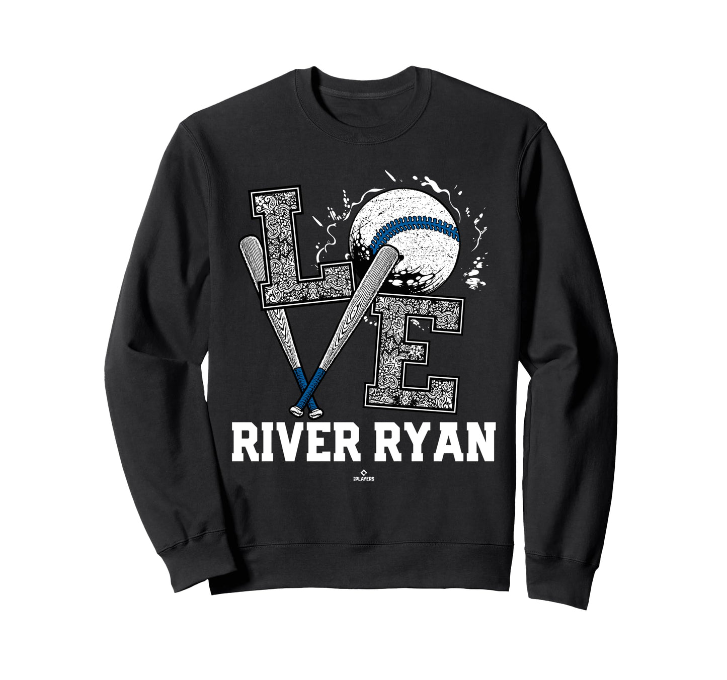 Distressed Baseball Love River Sweatshirt - Novelty Apparel for Adults - T-Shirt, Sweatshirt, Hoodie