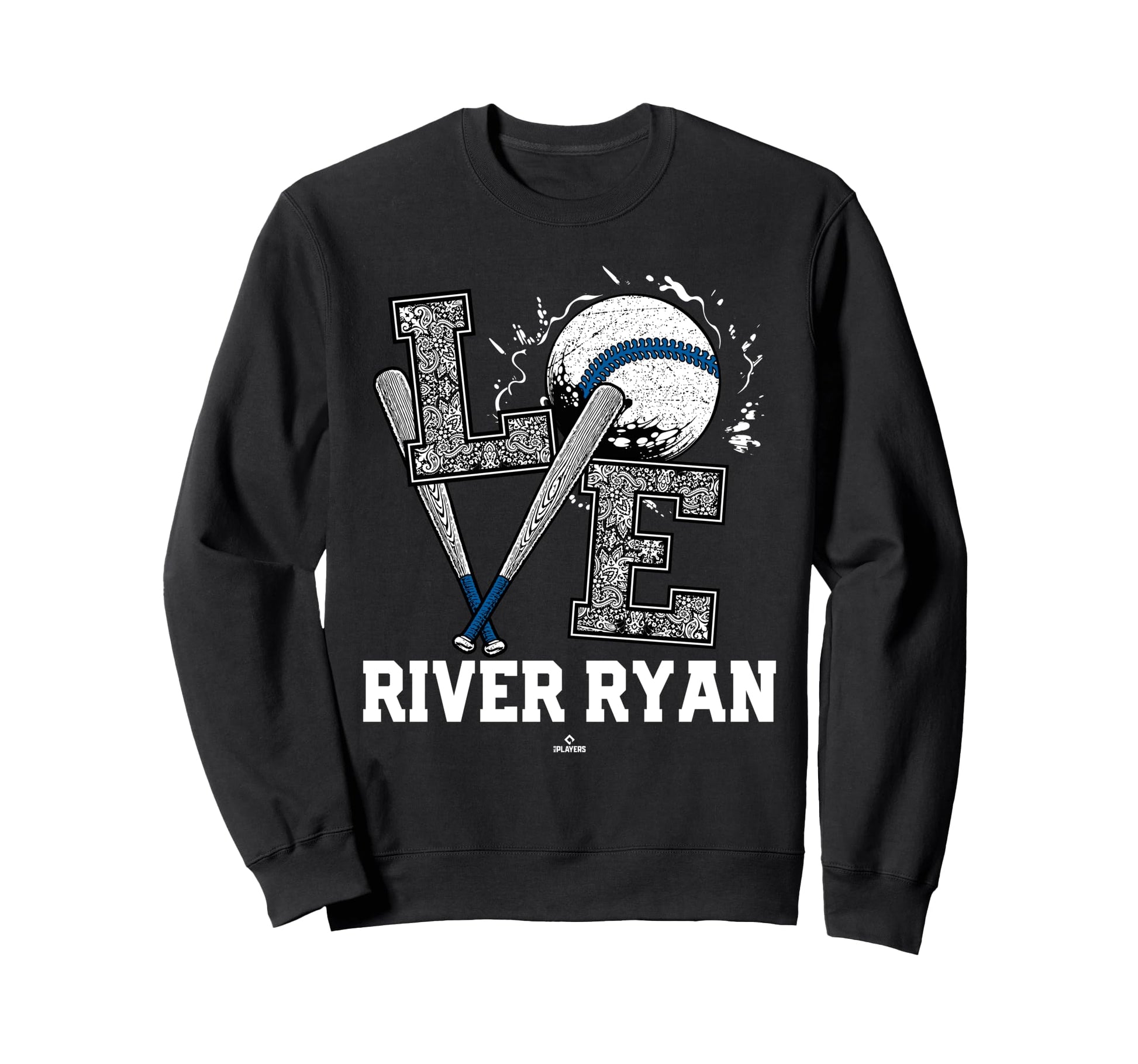Distressed Baseball Love River Sweatshirt - Novelty Apparel for Adults - T-Shirt, Sweatshirt, Hoodie