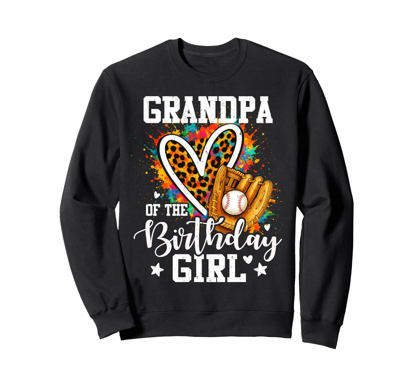 Grandpa Birthday Baseball Leopard Sweatshirt - Custom Art Print Men Women - T-Shirt, Sweatshirt, Hoodie