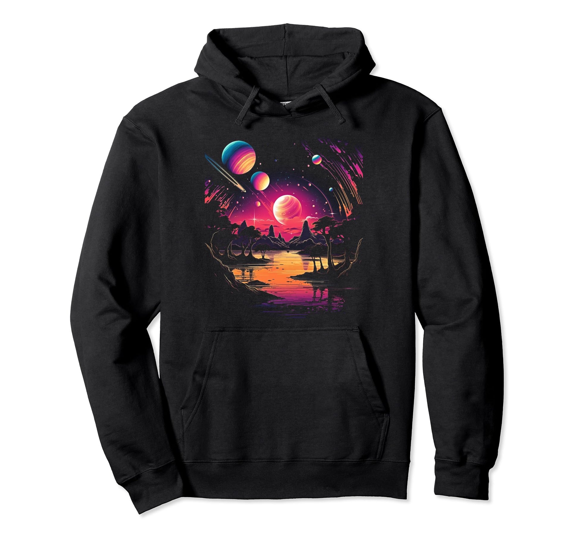 Vaporwave Solar System 80S Synthwave Hoodie - Novelty Apparel for Adults - T-Shirt, Sweatshirt, Hoodie
