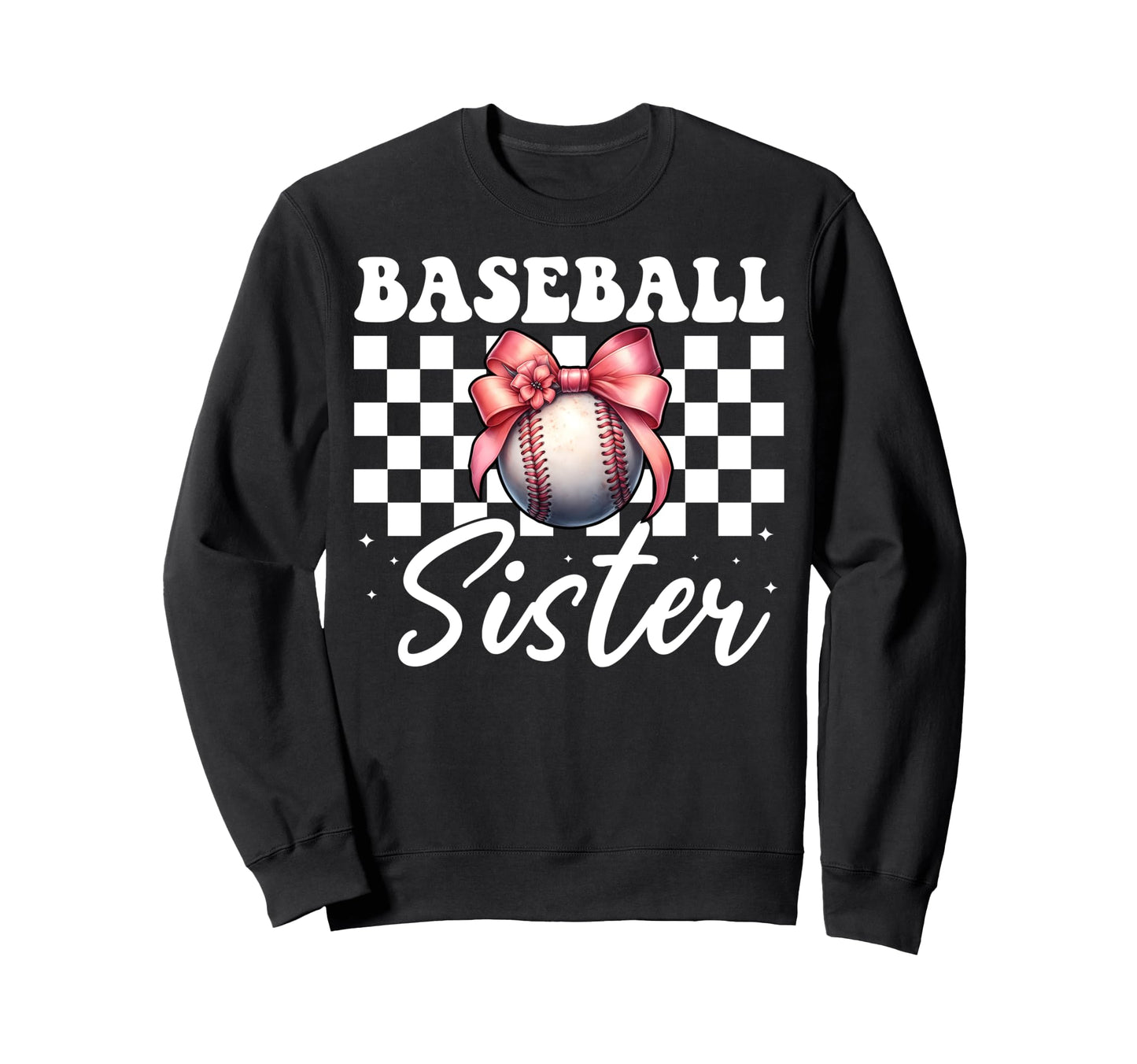 Baseball Sister Baseball Coquette Bow Sweatshirt - Graphic Print Unisex - T-Shirt, Sweatshirt, Hoodie