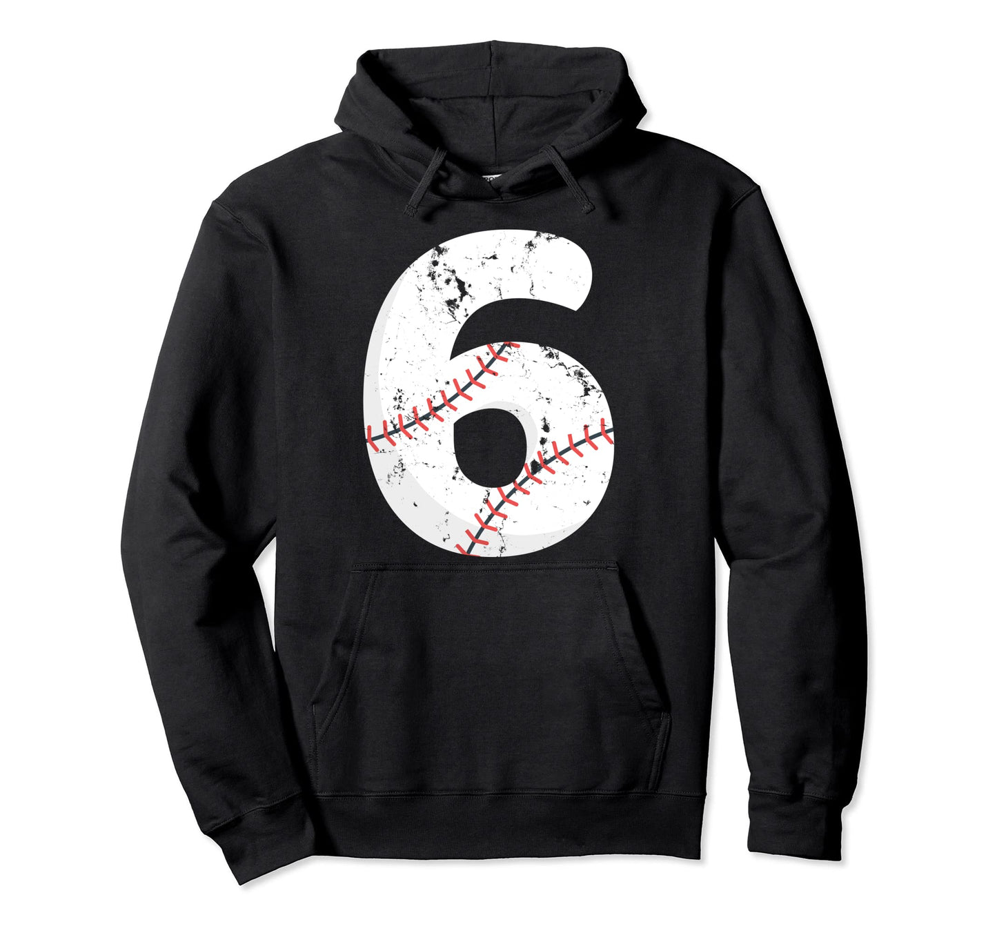 Number 6 Baseball Distressed Team Hoodie - Casual Everyday Wear for Adults - T-Shirt, Sweatshirt, Hoodie