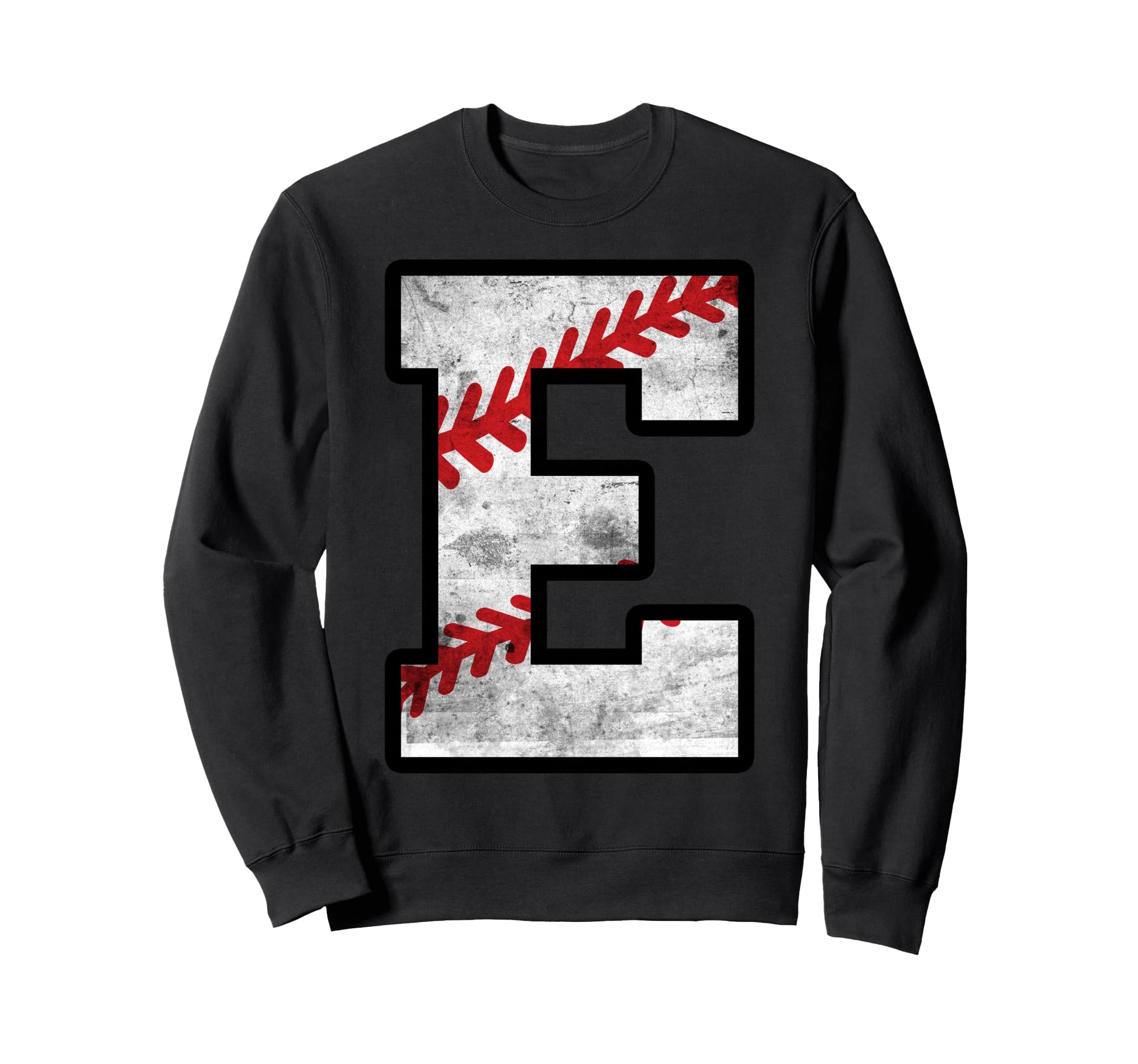 Distressed Baseball Letter E Sweatshirt - Trendy Graphic Unisex - T-Shirt, Sweatshirt, Hoodie