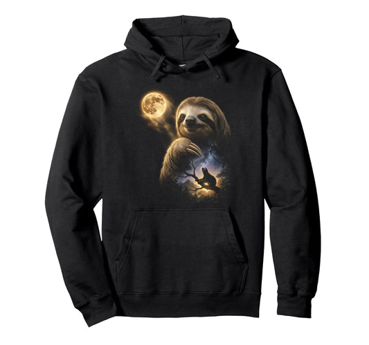 90S Sloth Howling Moon Y2K Aesthetic Hoodie - Trendy Graphic for Adults - T-Shirt, Sweatshirt, Hoodie